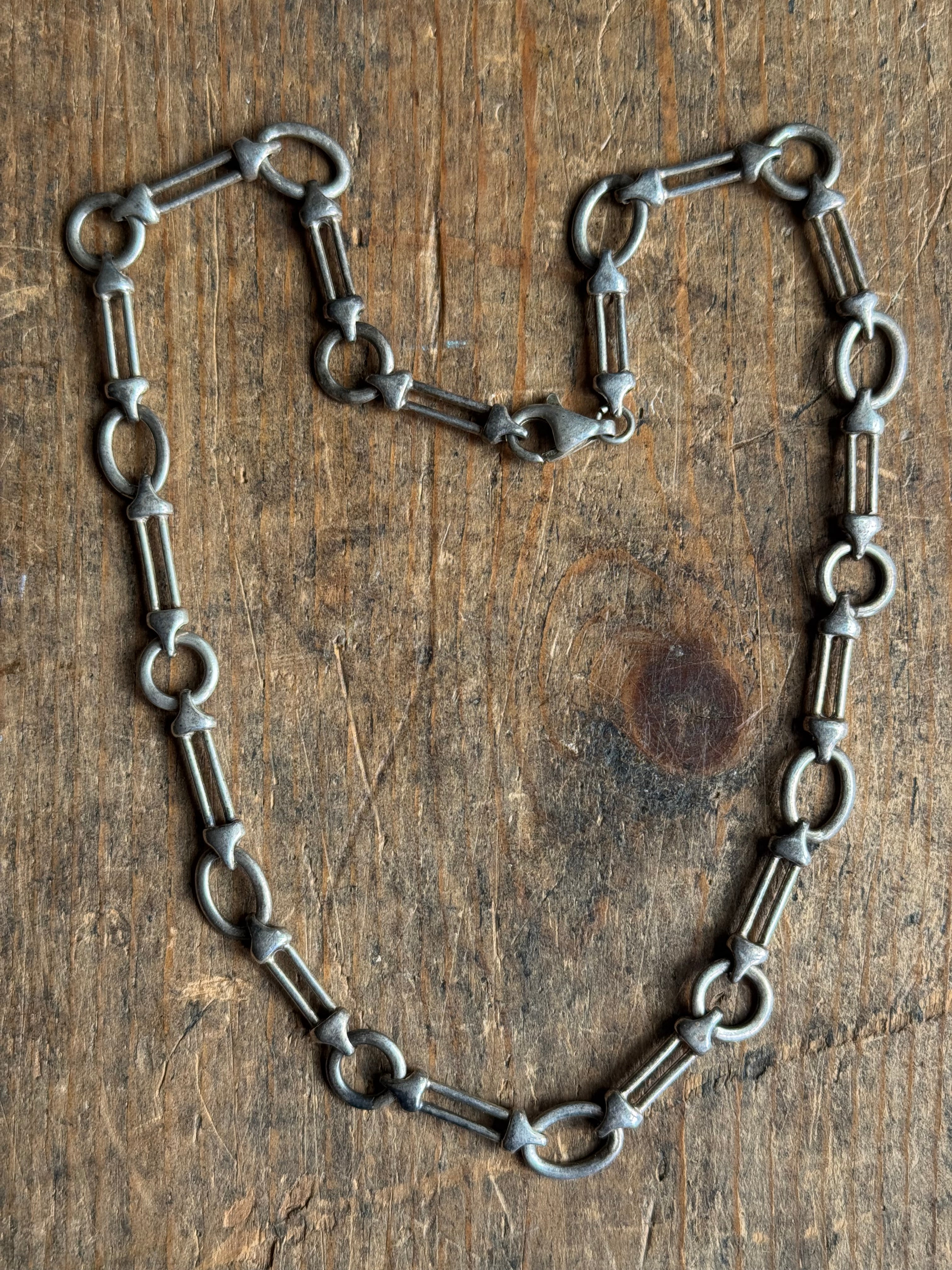 Vintage Sterling Silver 16” Modernist Geometric Chain