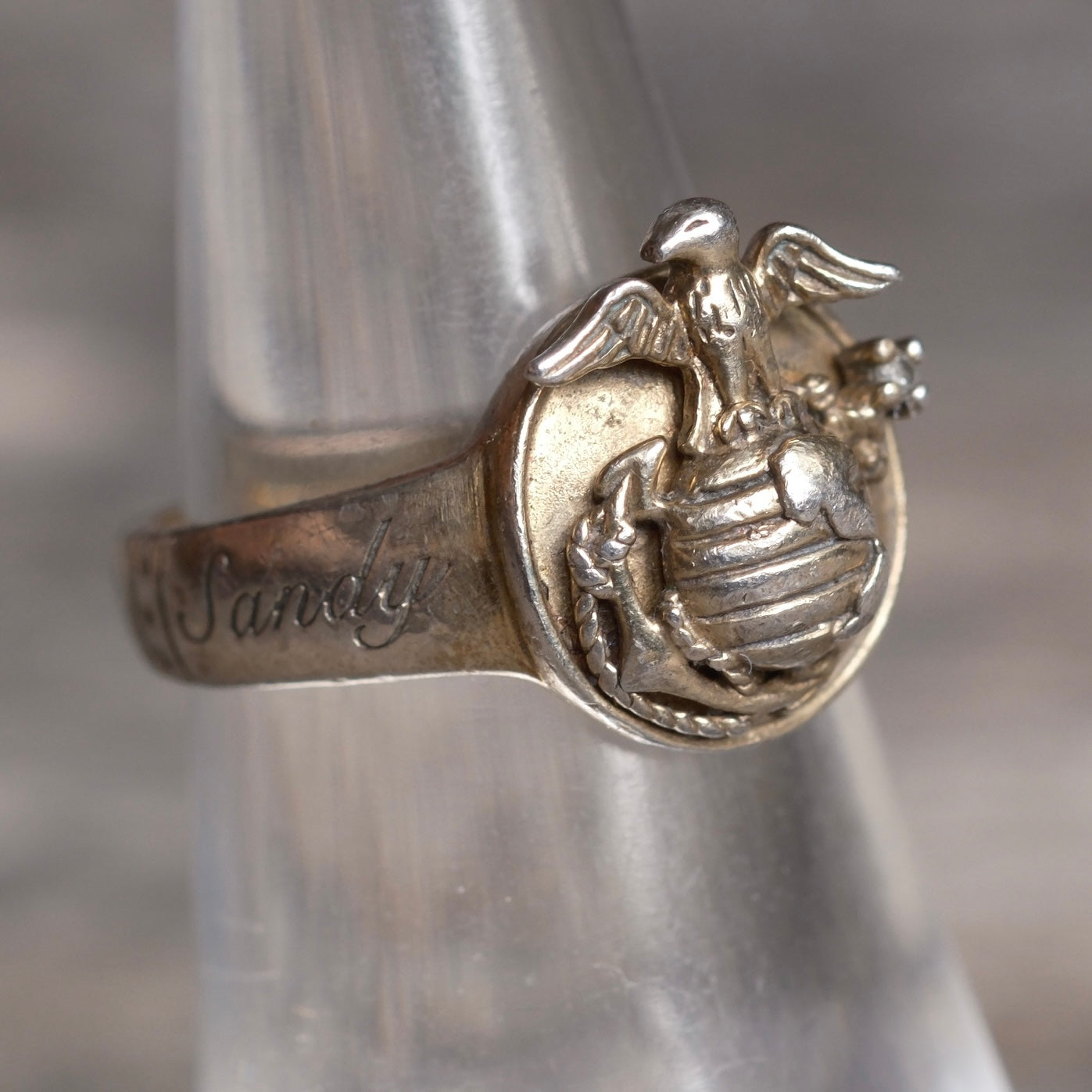Vintage Sterling Silver Military Ring 5.75