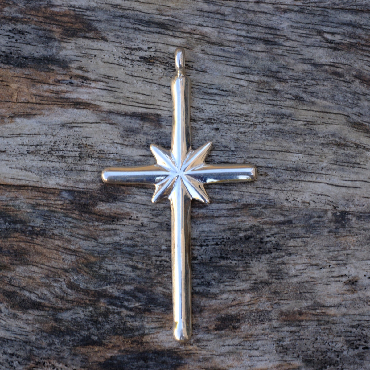 Vintage Sterling Silver Sand Cast Cross Pendant