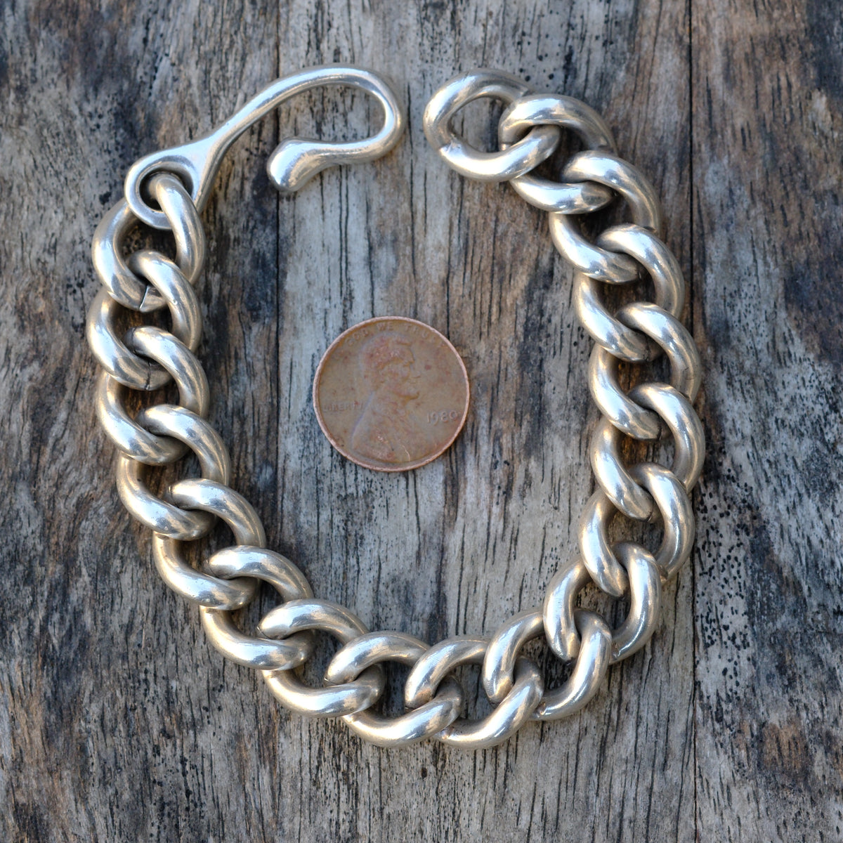 HEAVY Vintage Sterling Link Chain Bracelet