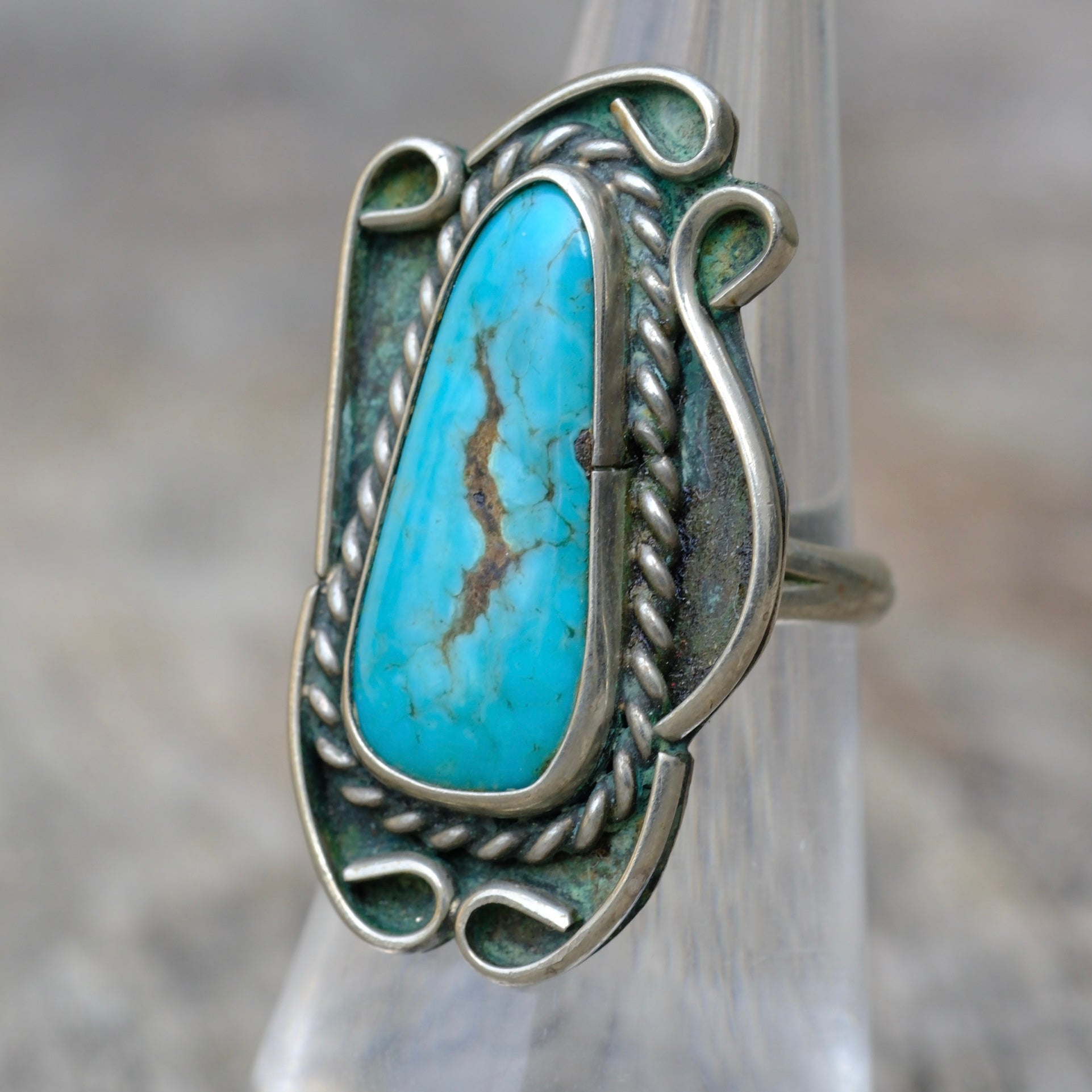 Vintage Sterling Turquoise Ring 5.5