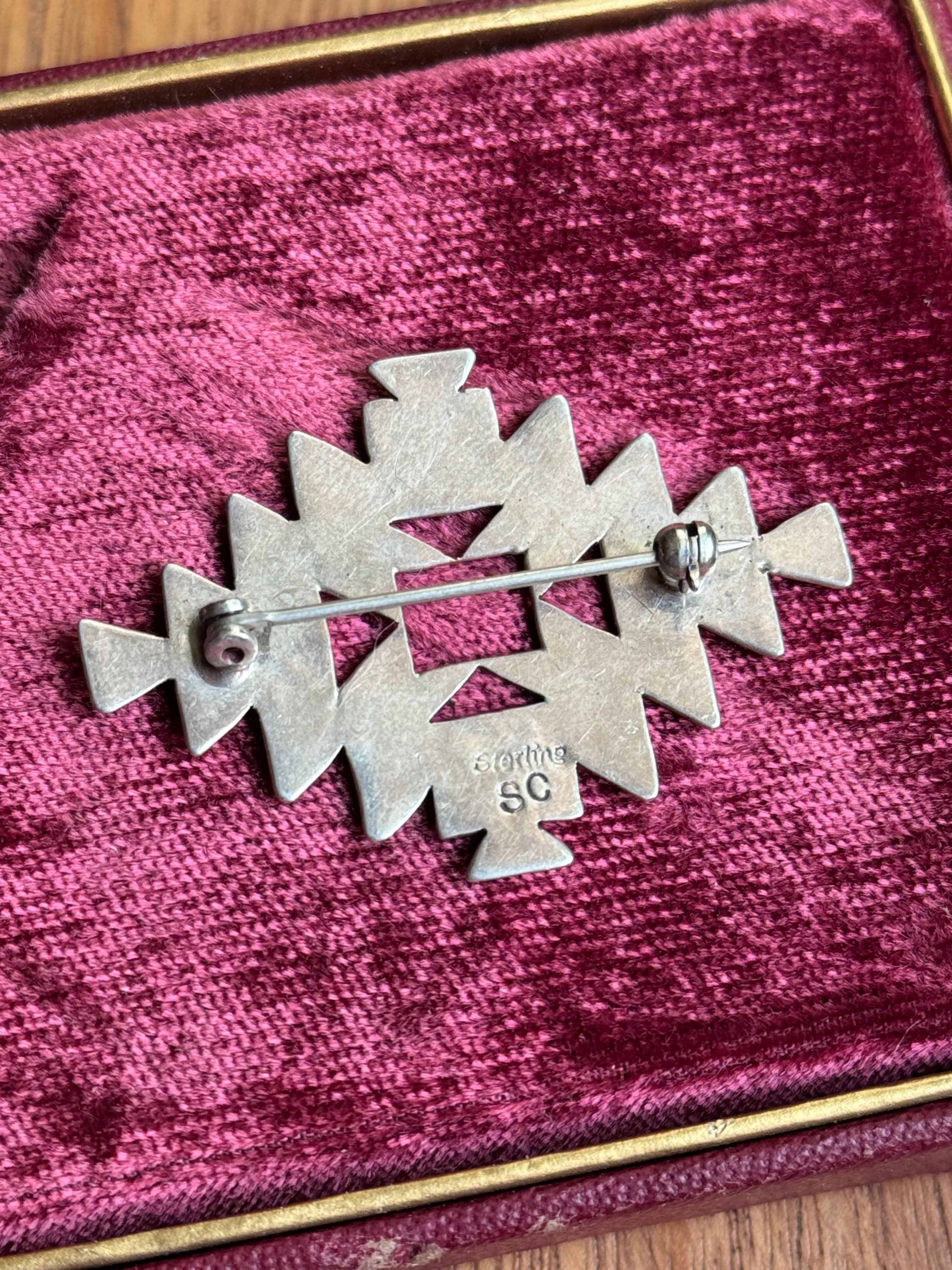 Vintage Sterling Silver Geometric Diamond Cut Out Pin