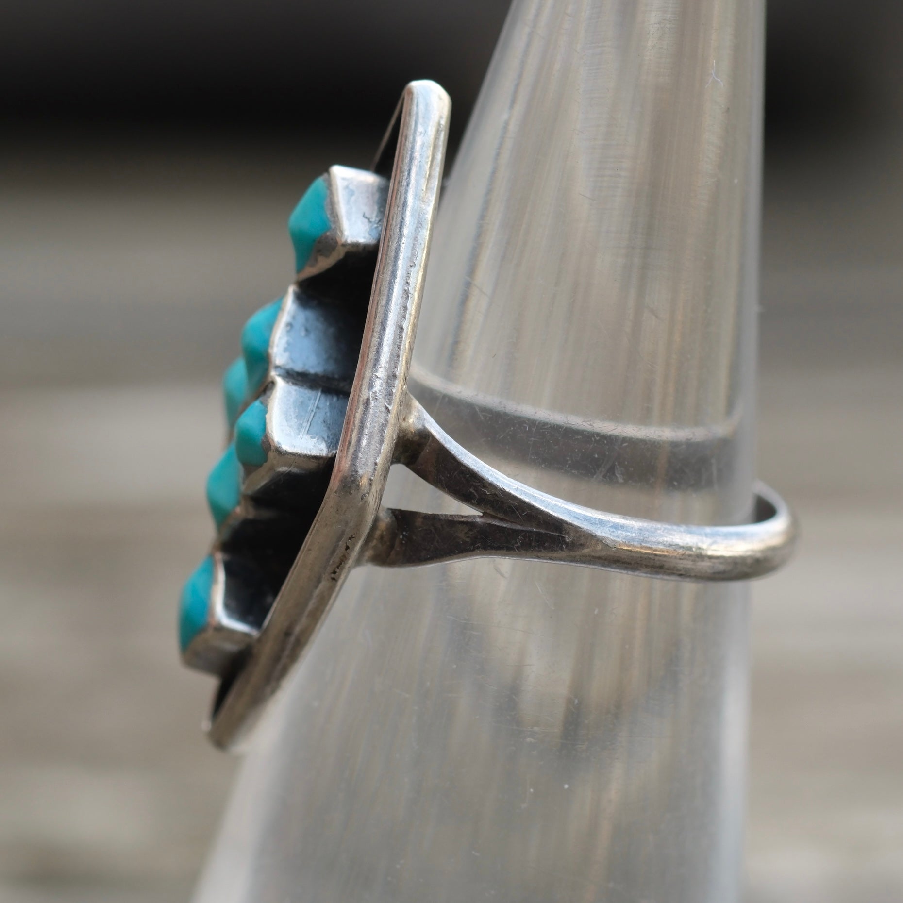 Vintage Sterling Turquoise Cluster Ring 4