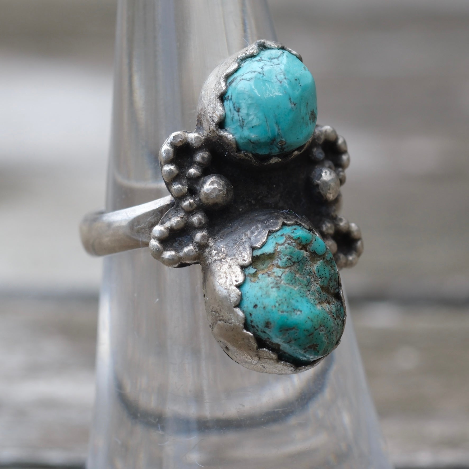 Vintage Sterling 2-Stone Turquoise Ring 6