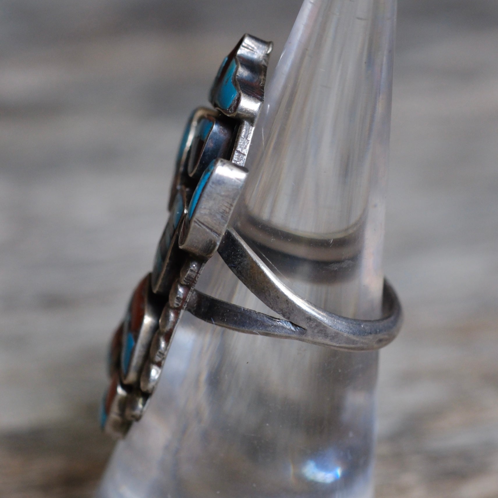 Vintage Sterling Multistone Inlay Dancer Ring 6