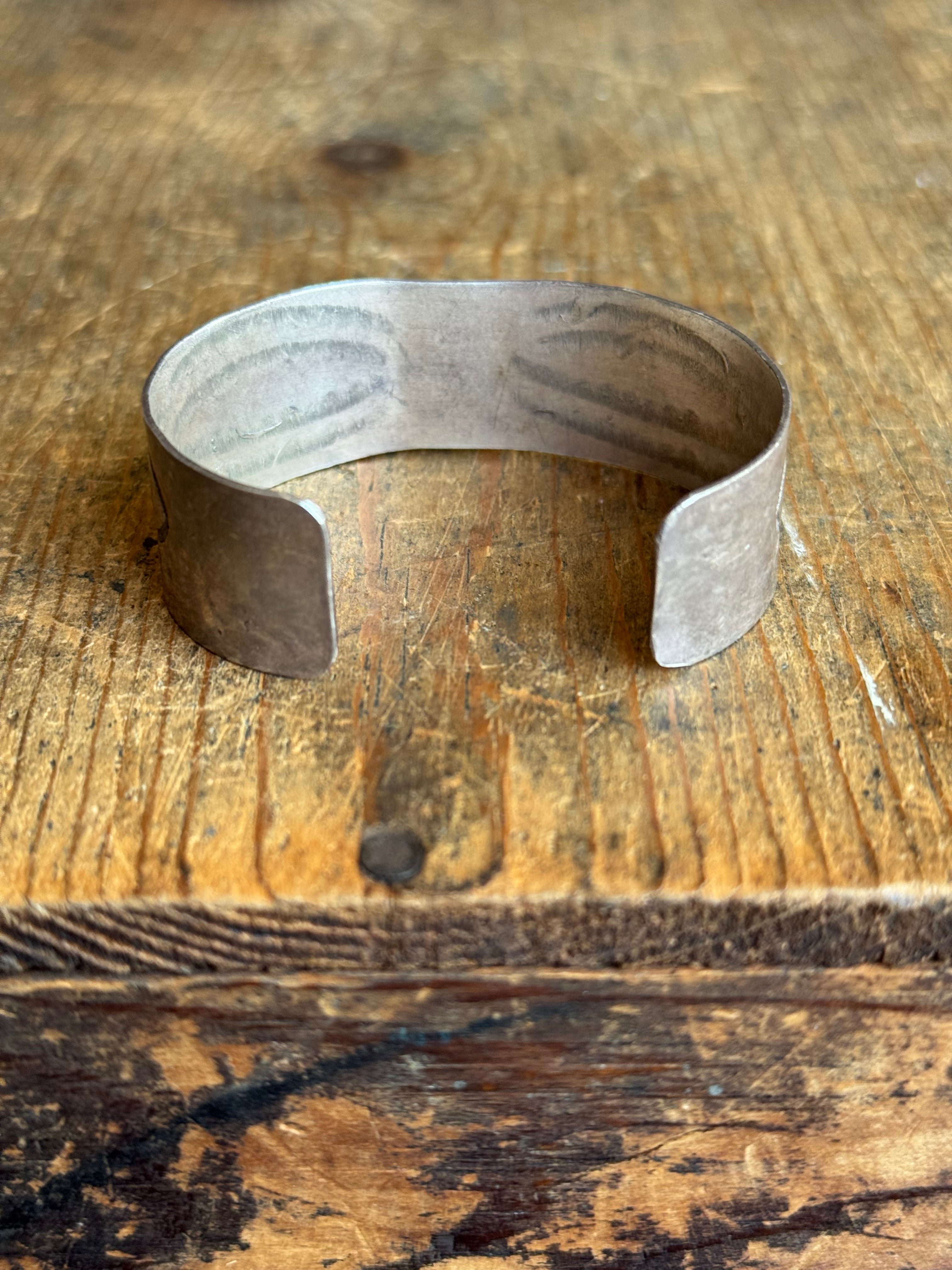 Vintage Sterling Silver Stamped Turquoise Cuff
