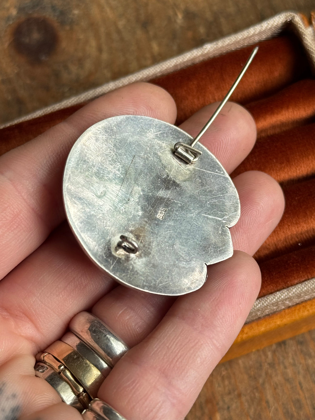Vintage Sterling Silver Moon Goddess Pin