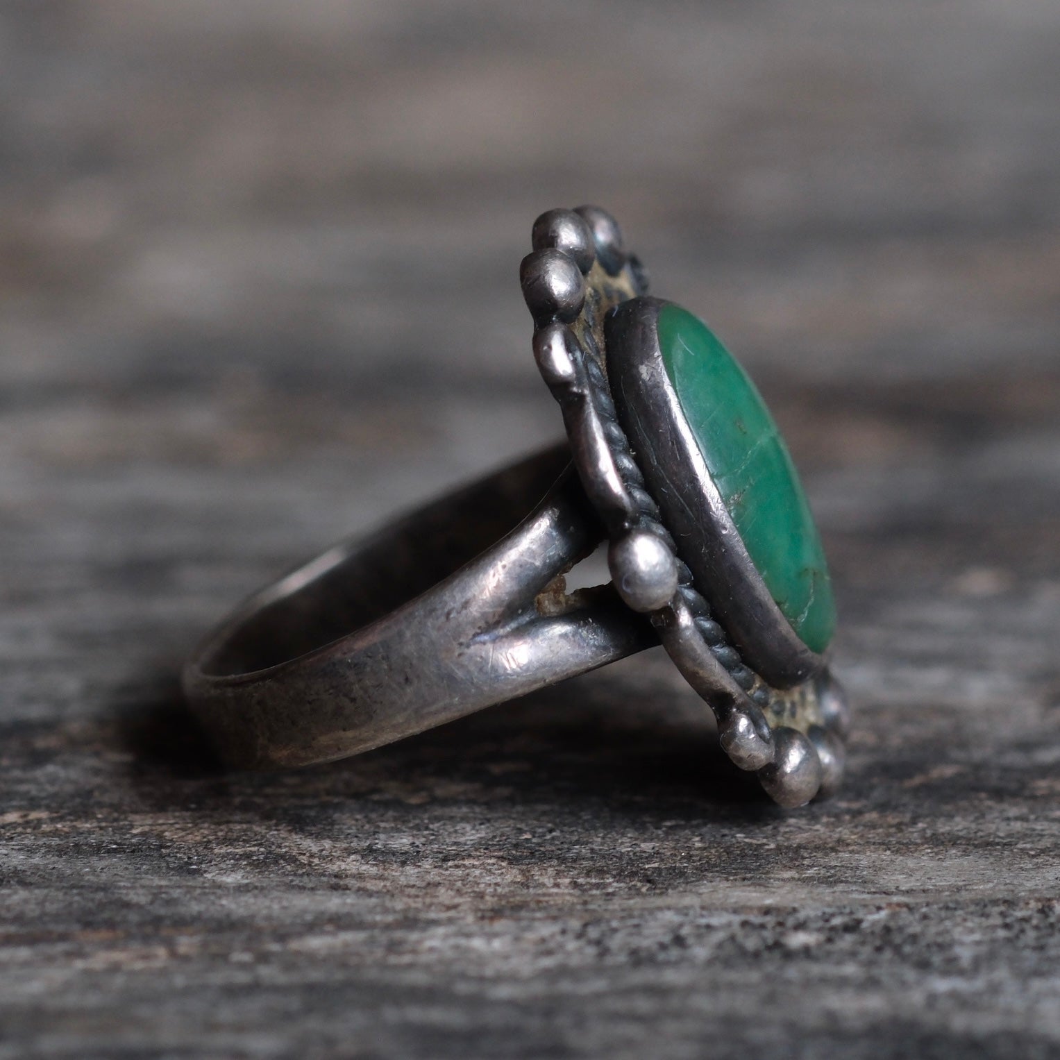 Vintage Sterling Turquoise Ring 4.75