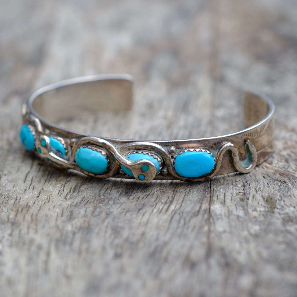 Vintage Sterling Zuni Effie C Turquoise Cuff Bracelet