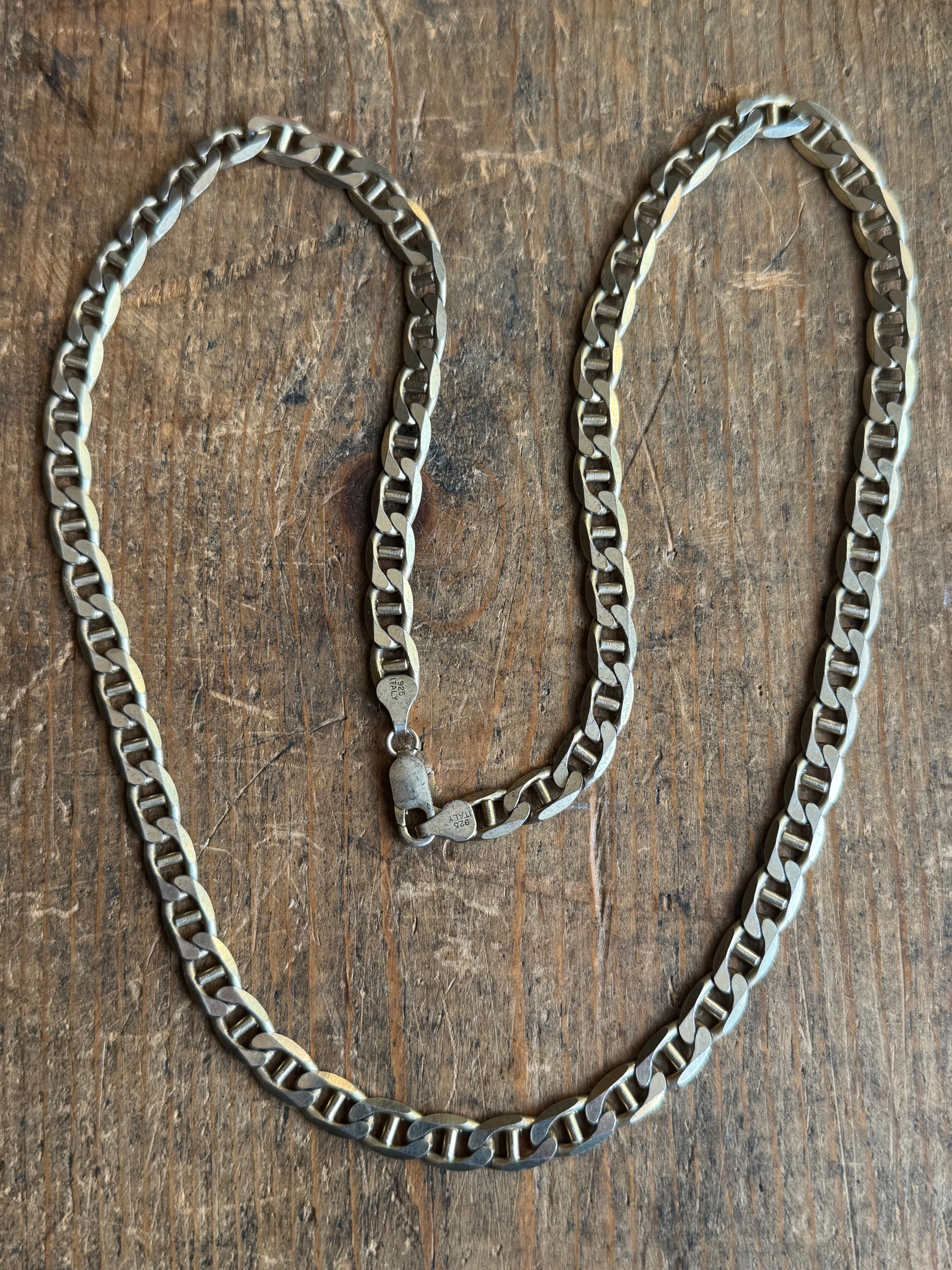 Vintage Sterling Silver 24” Gold Tone Mariner Chain