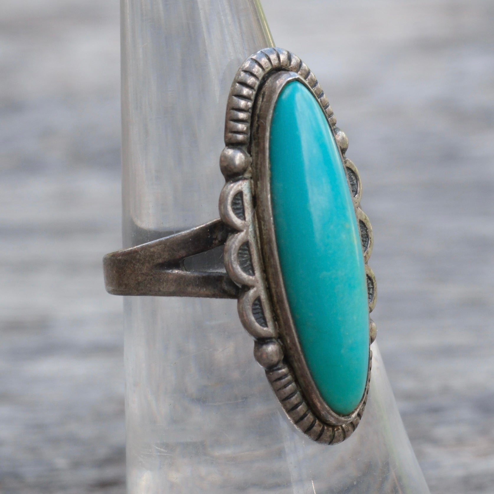 Vintage Sterling Turquoise Ring 6.25