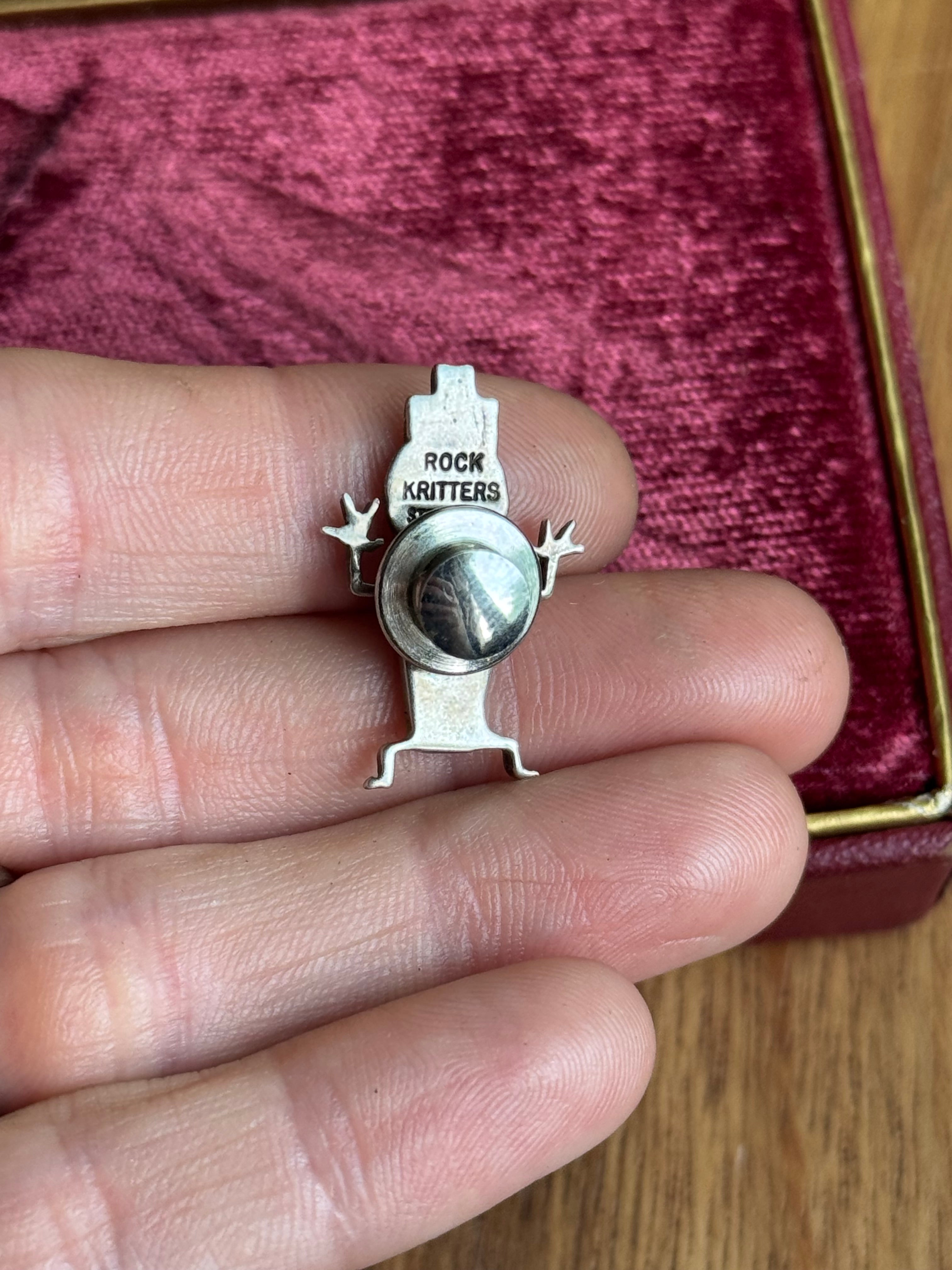 Vintage Sterling Silver Multistone Inlay Rock Kritters Tack Pin