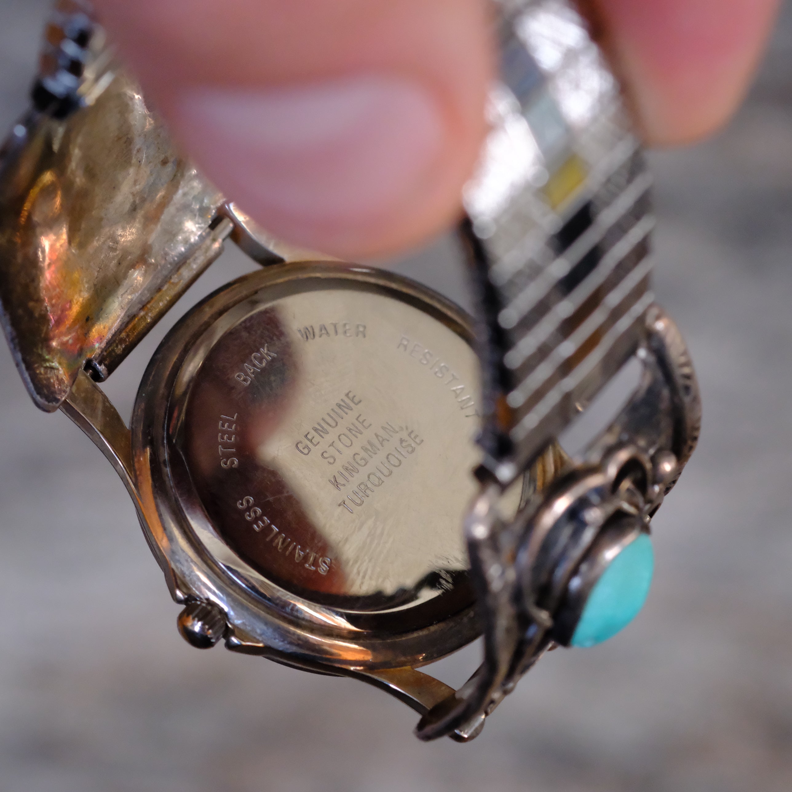 Vintage Sterling Turquoise Watch With Turquoise Dial
