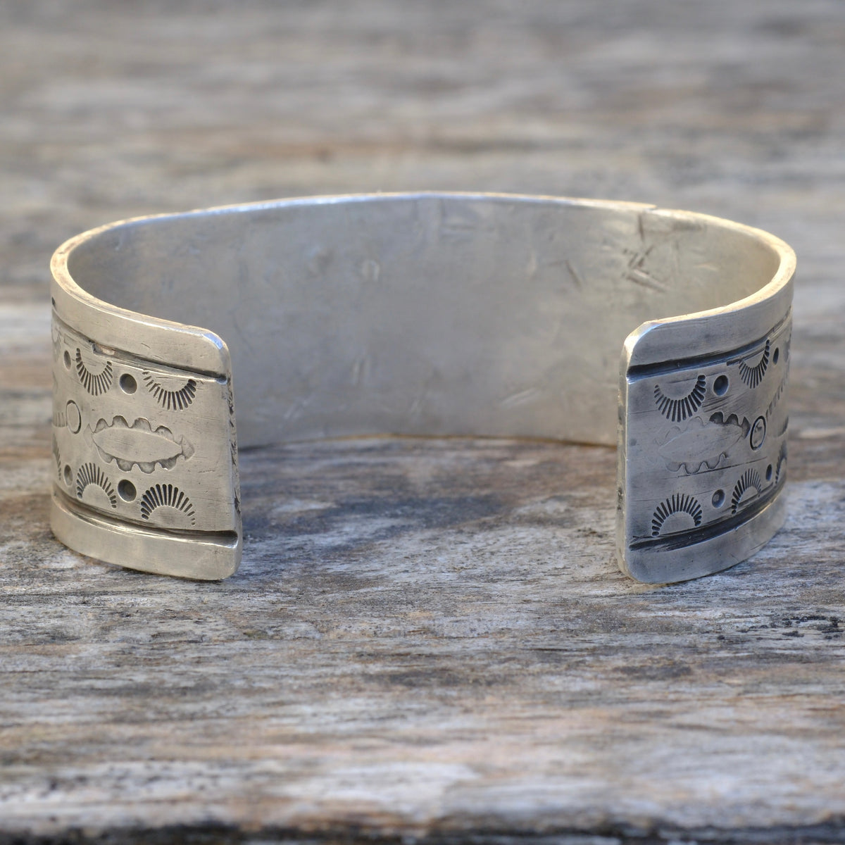 Sterling Pilot Mountain Stamped Cuff Bracelet