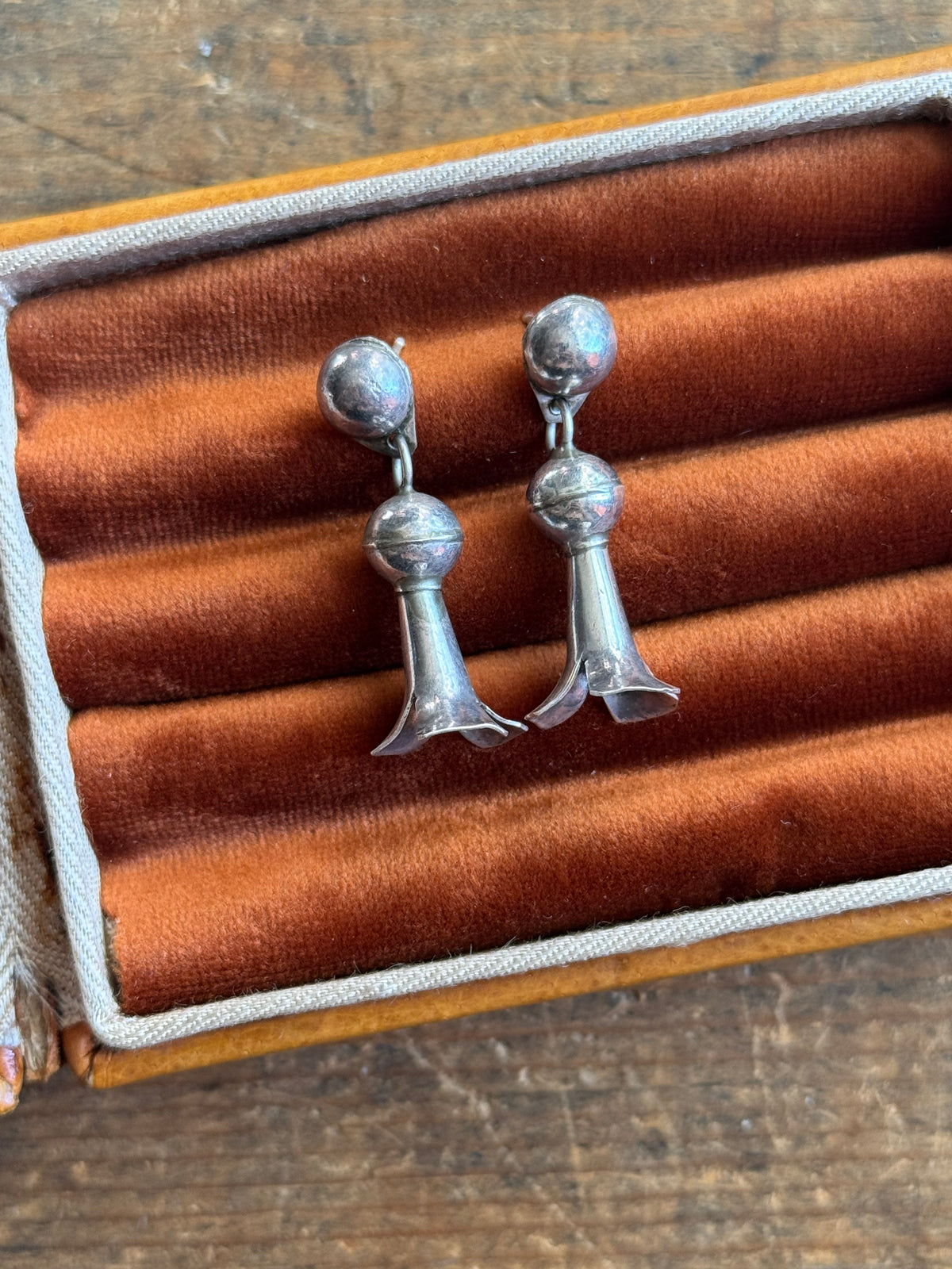 Vintage Sterling Silver Squash Bell Earrings