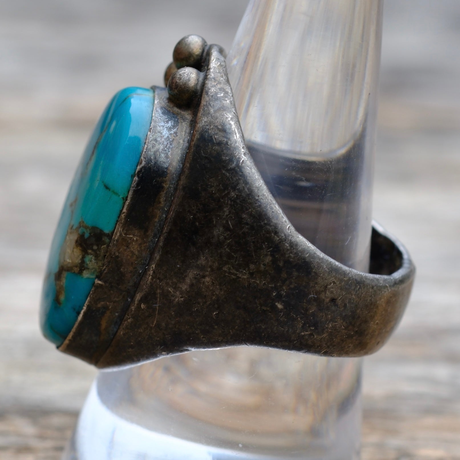 Vintage Sterling Turquoise Ring 9.75
