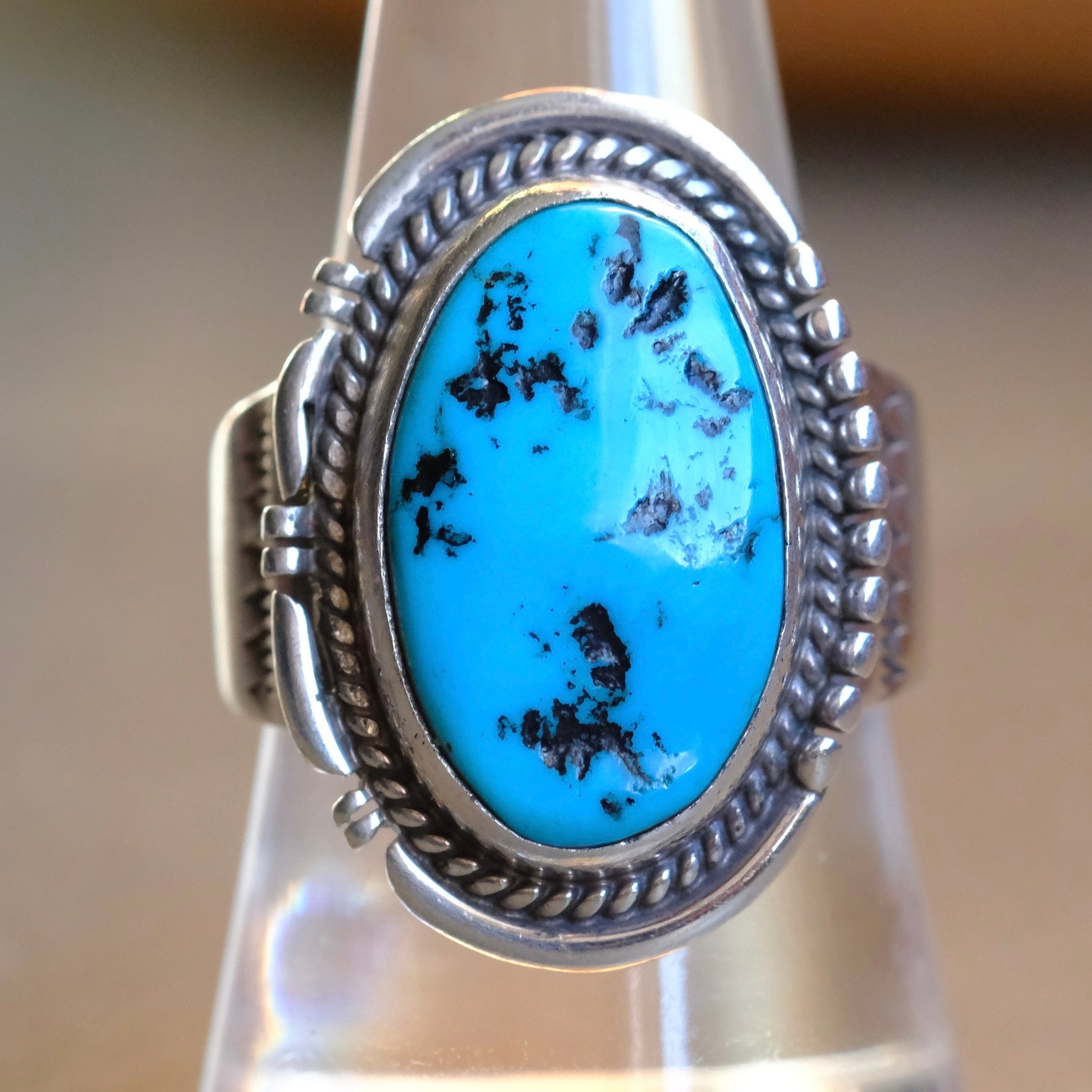 Vintage Sterling Turquoise Ring 8.75