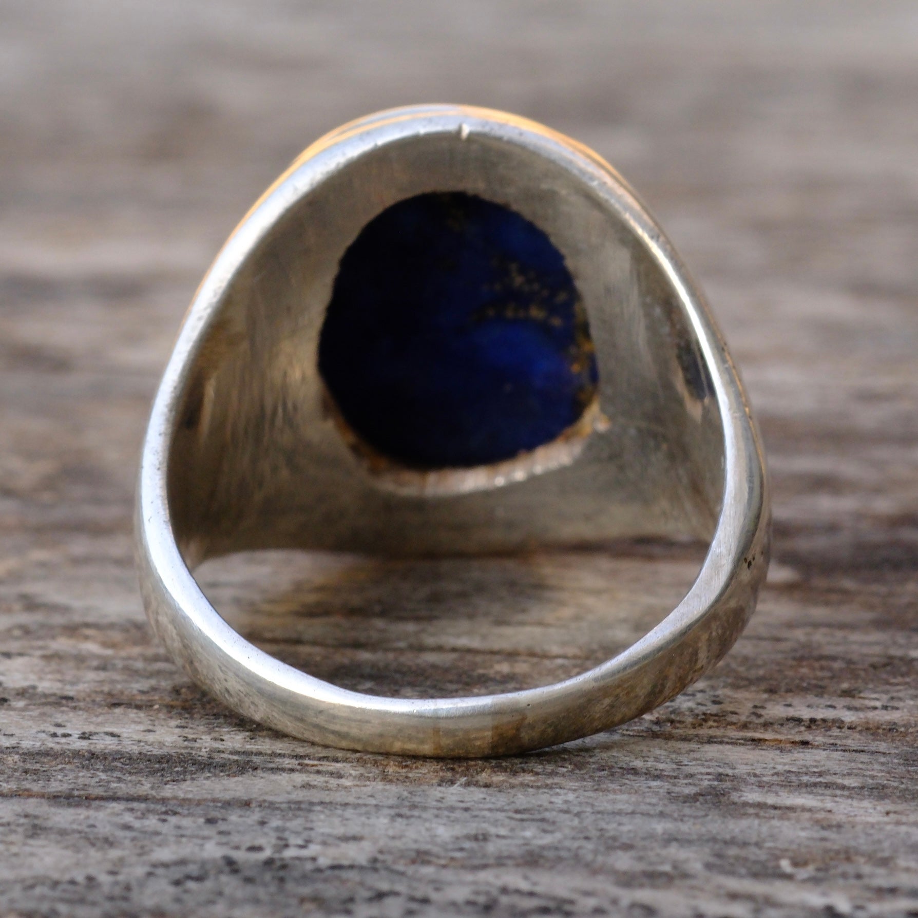 Vintage Sterling Lapis Signet Ring 9.75