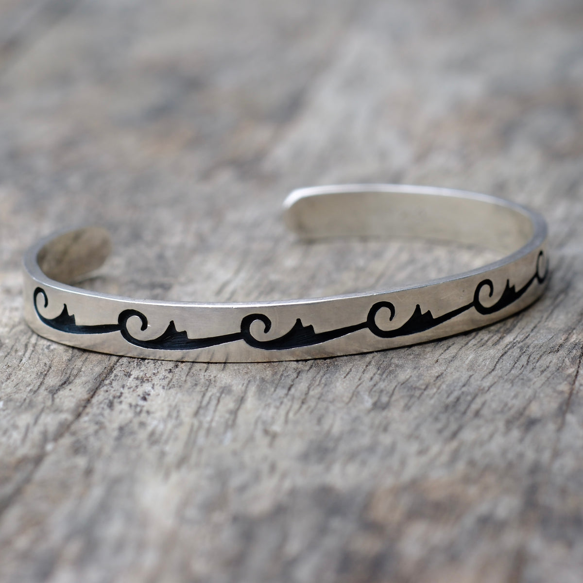 Vintage Sterling Silver Stamped Cuff Bracelet