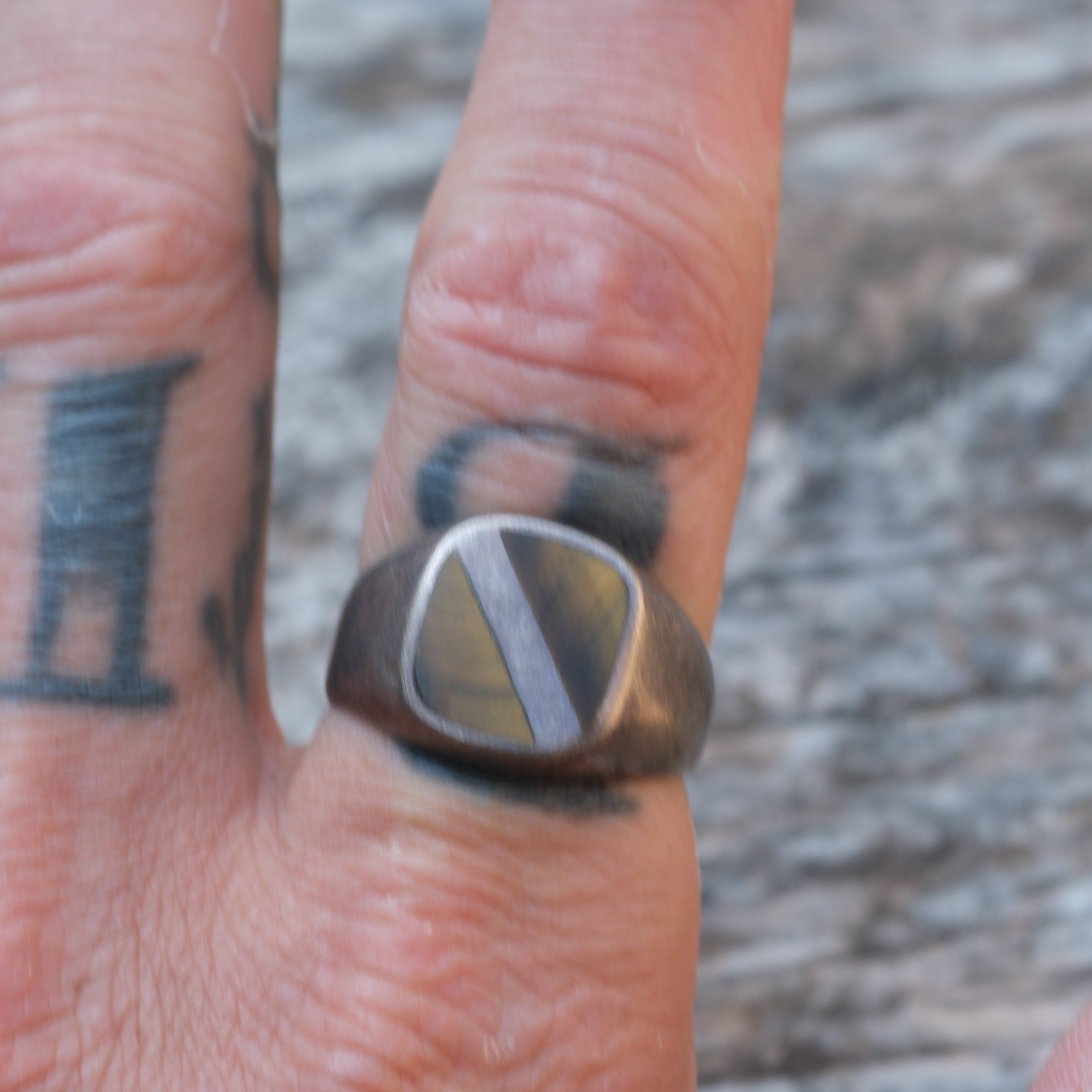 Vintage Sterling Tigers Eye Signet Ring 10