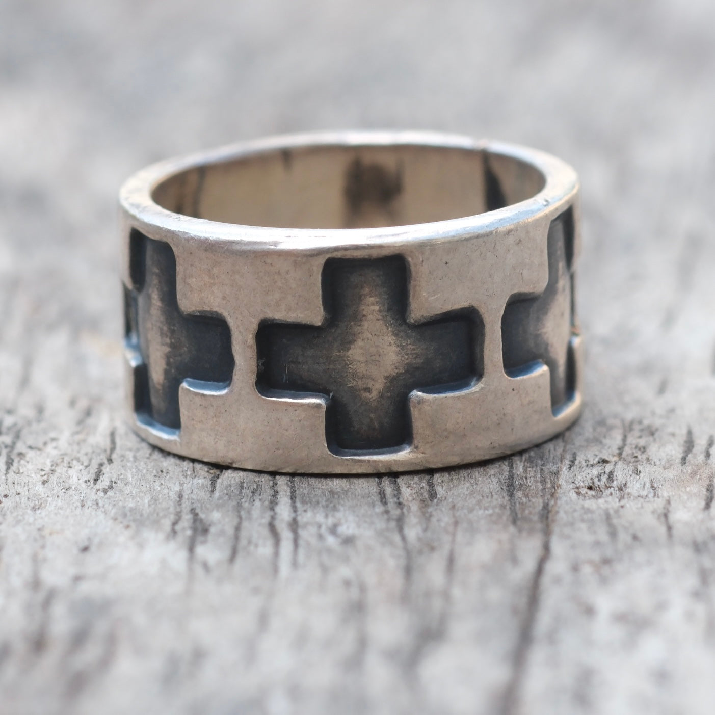 Vintage Sterling Silver Cross Band Ring 5.75