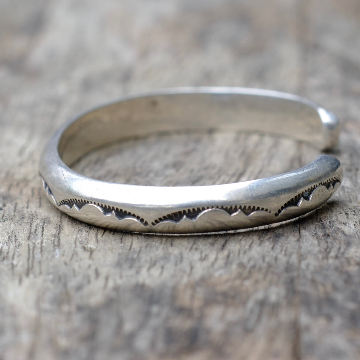 Vintage Sterling Silver Stamped Cuff Bracelet
