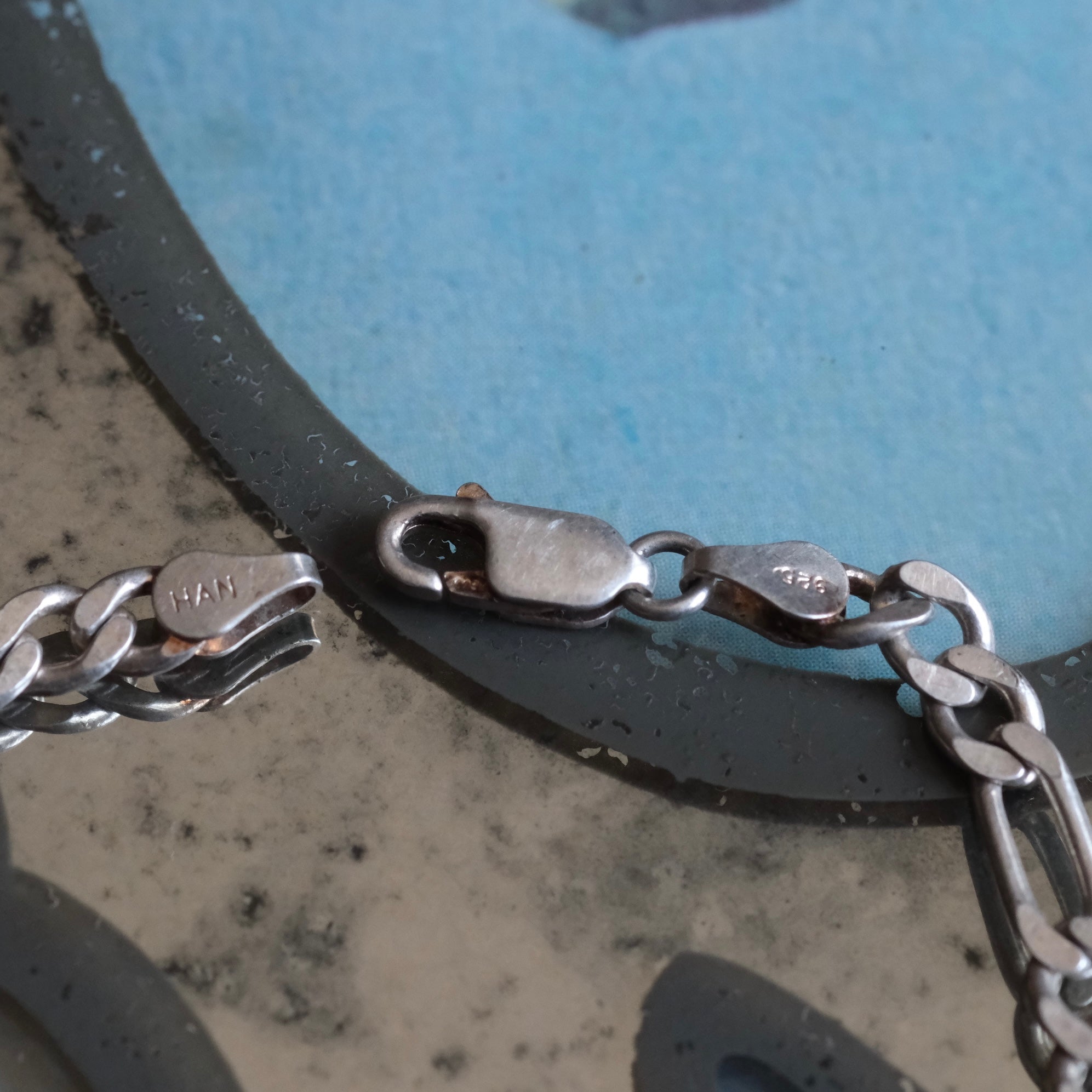Vintage Sterling Silver Figaro Chain Bracelet 7.75"
