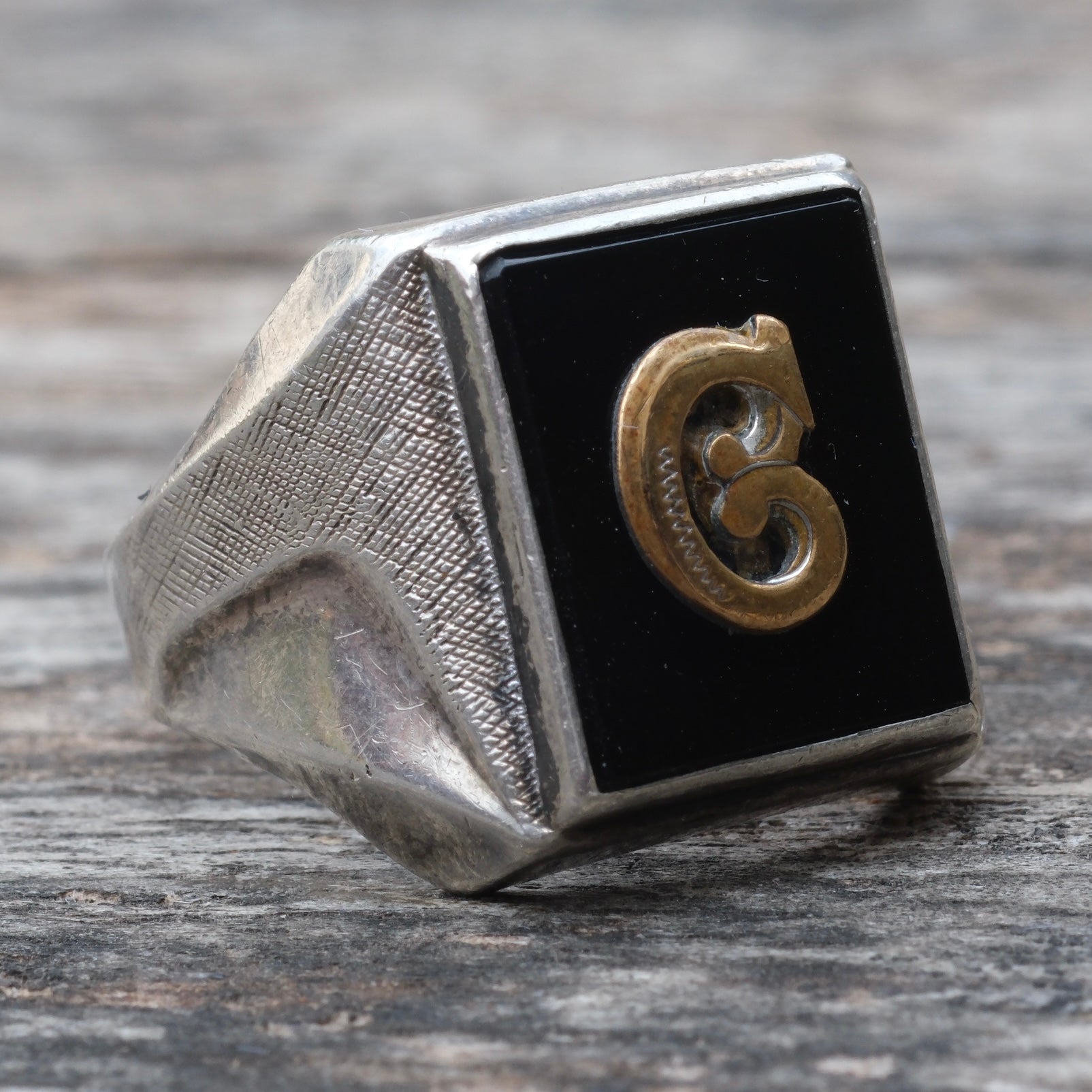 Vintage Sterling G Initial Signet Ring 7.25