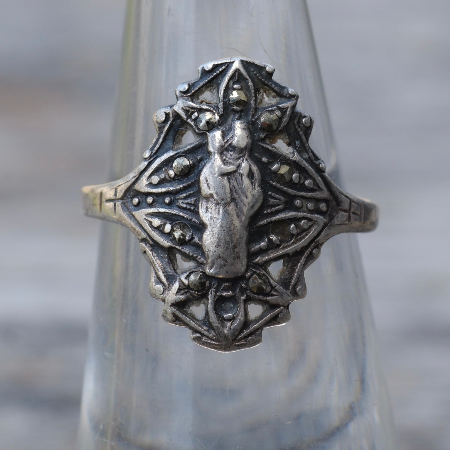 Vintage Sterling Mary Signet Ring 5