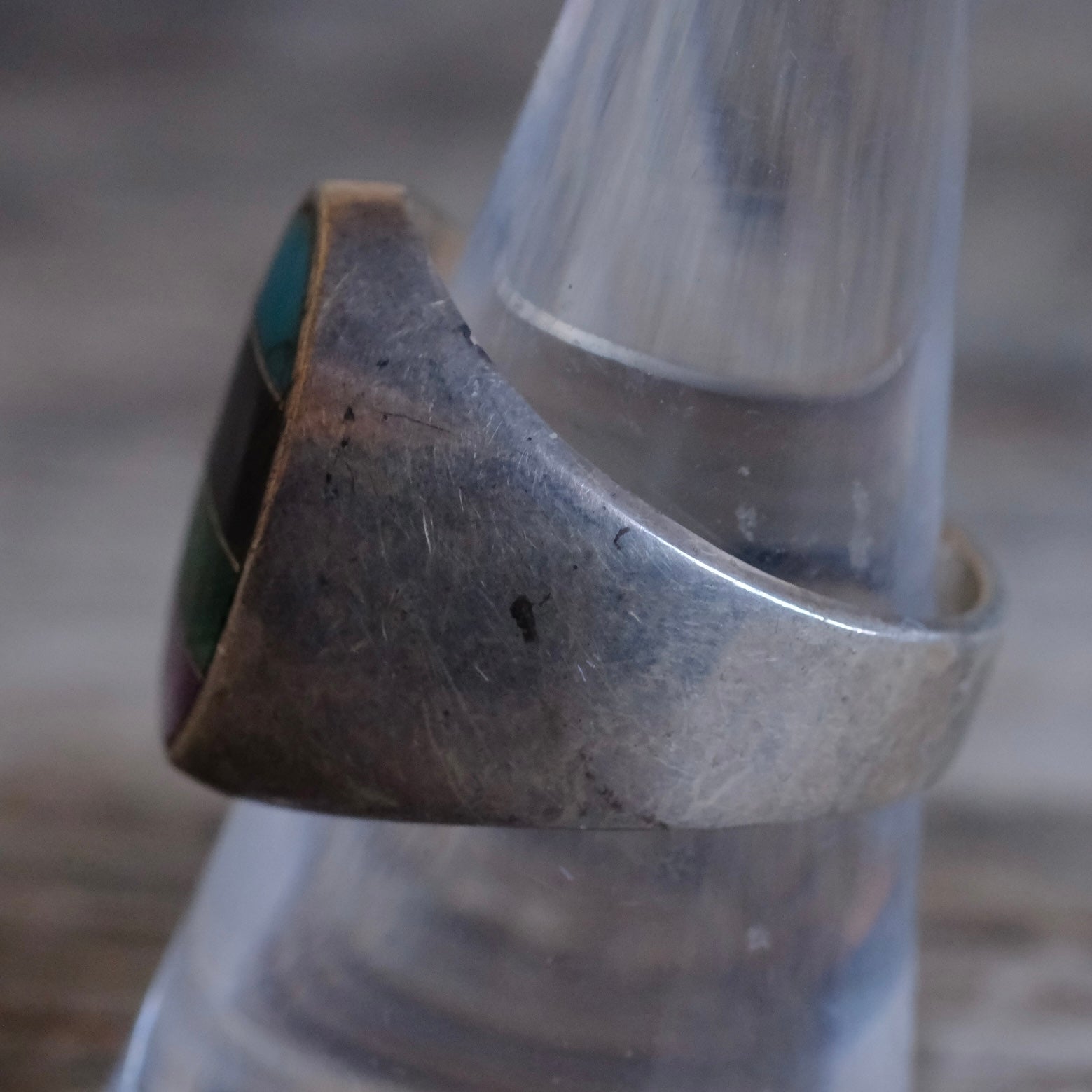 Vintage Sterling Multistone Inlay Ring 9