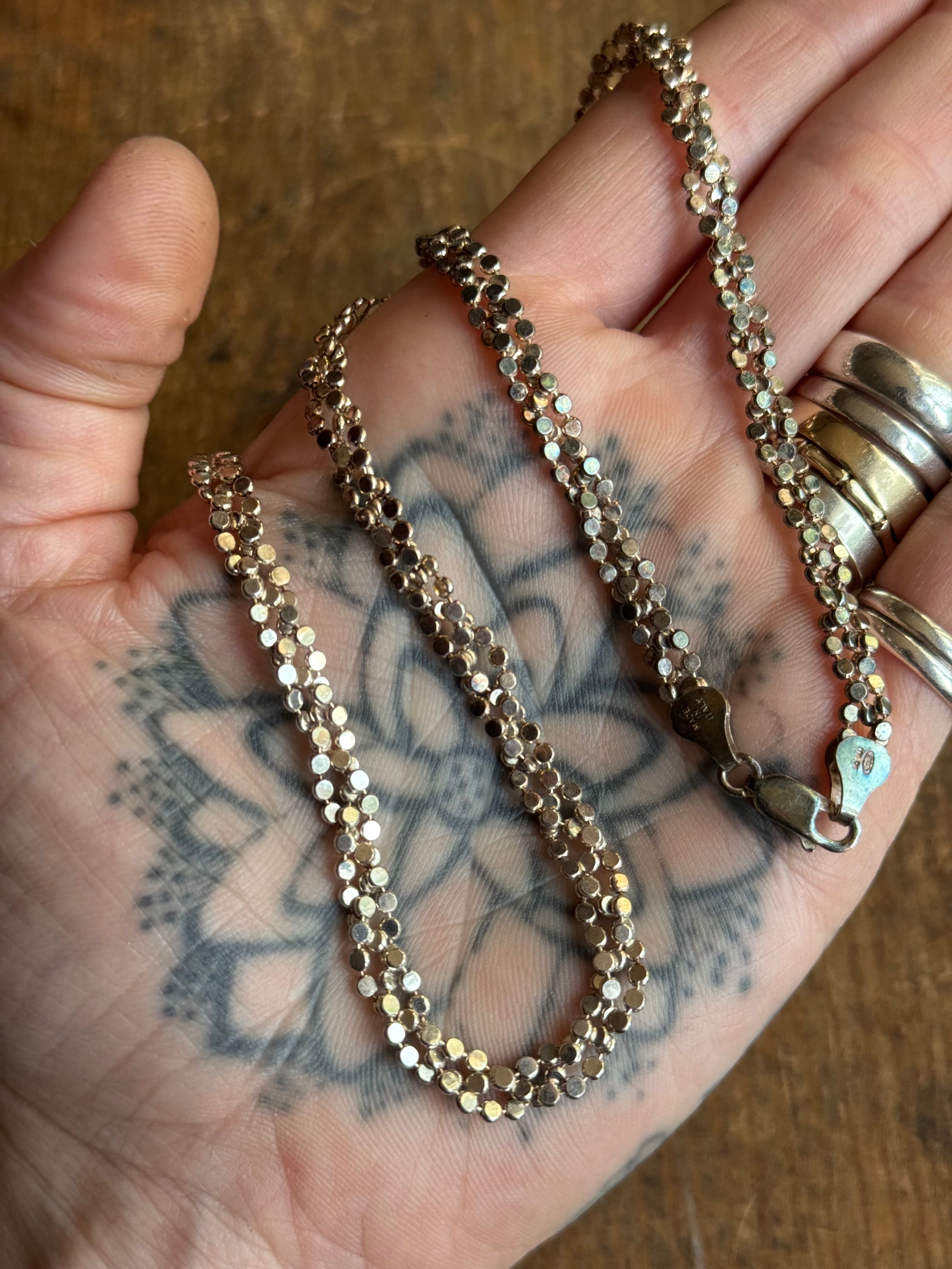 Vintage Sterling Silver 20” Braided Bead Chain