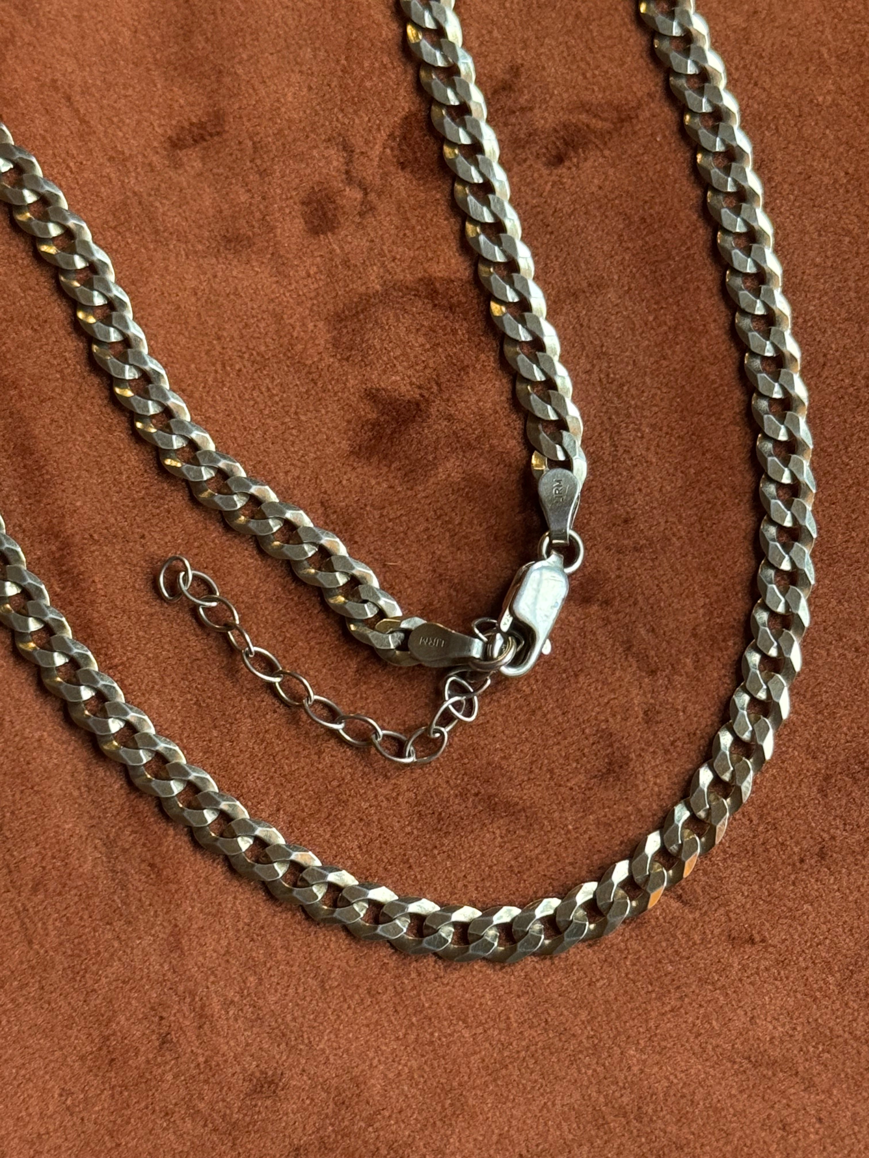 Vintage Sterling Silver 16” Flat Curb Chain