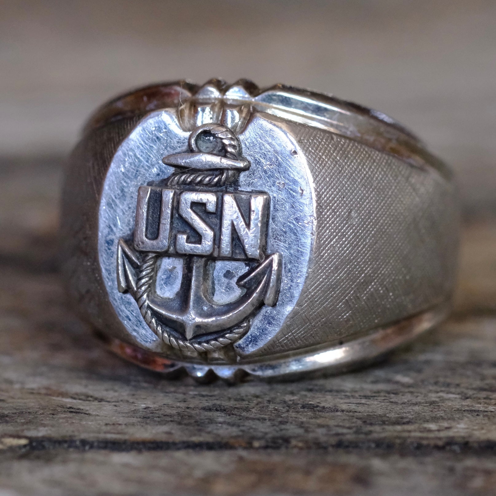 Vintage Sterling Silver USN Ring 6.5
