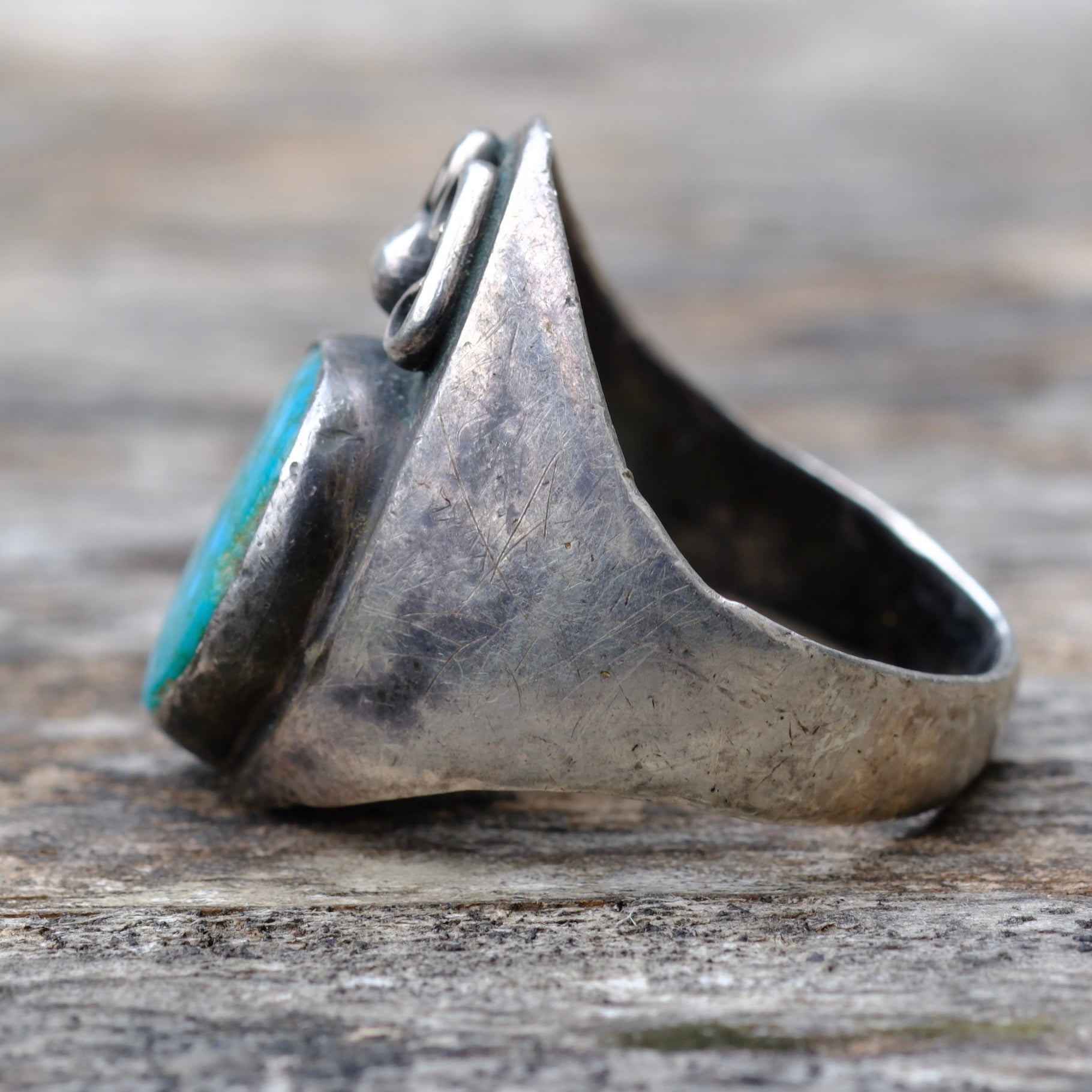 Vintage Sterling Turquoise Ring 10.75