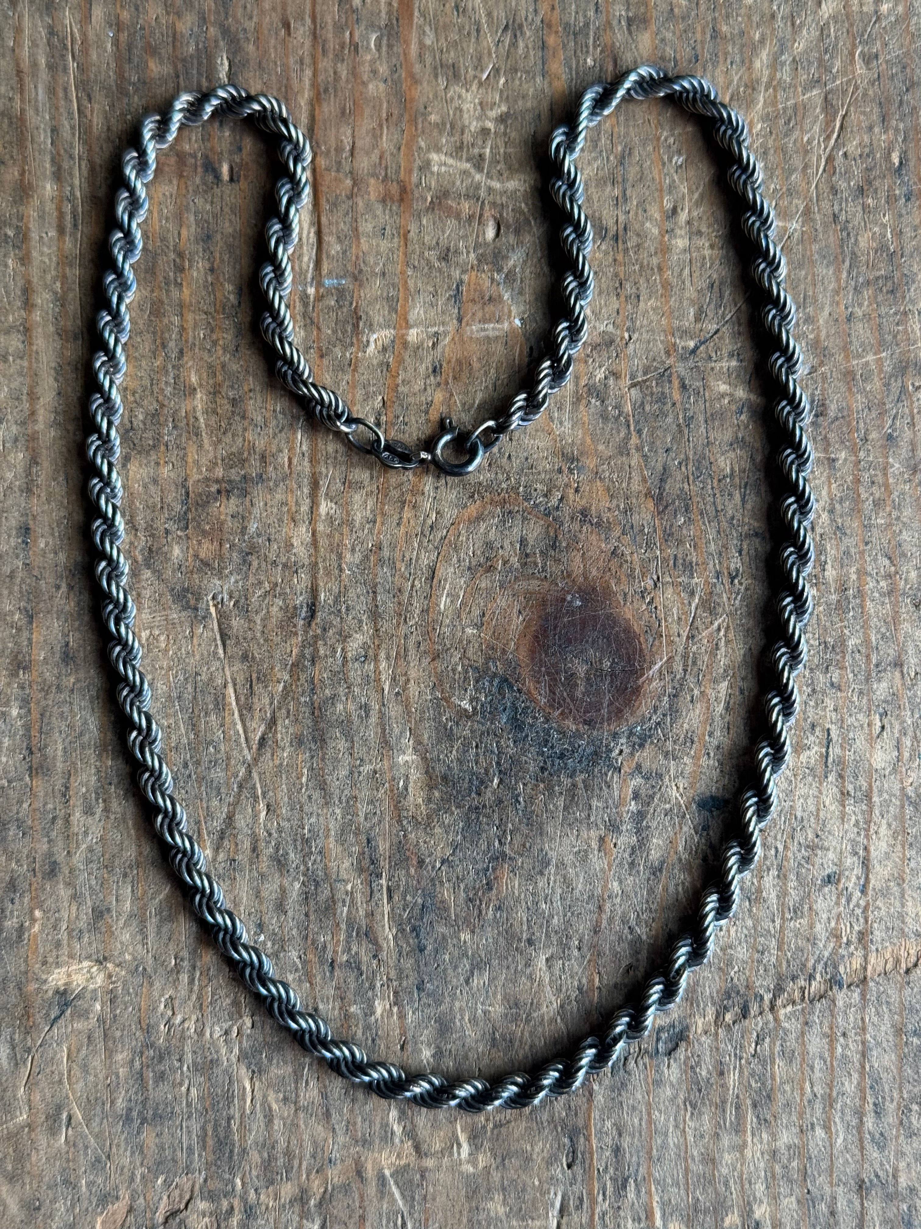 Vintage Sterling Silver 15” Rope Chain