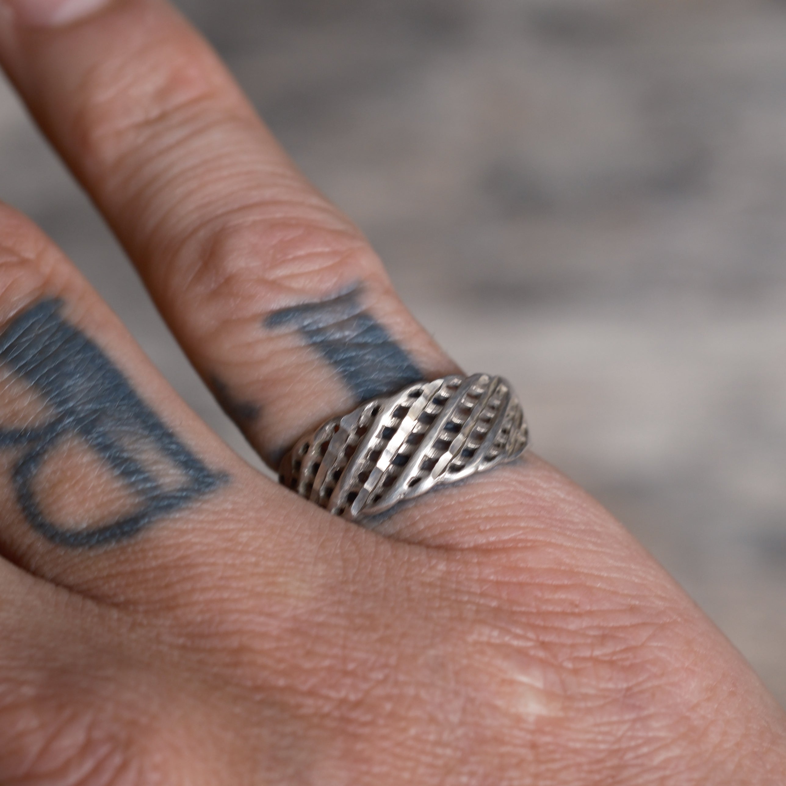 Vintage Sterling Silver Woven Band Ring 7.5