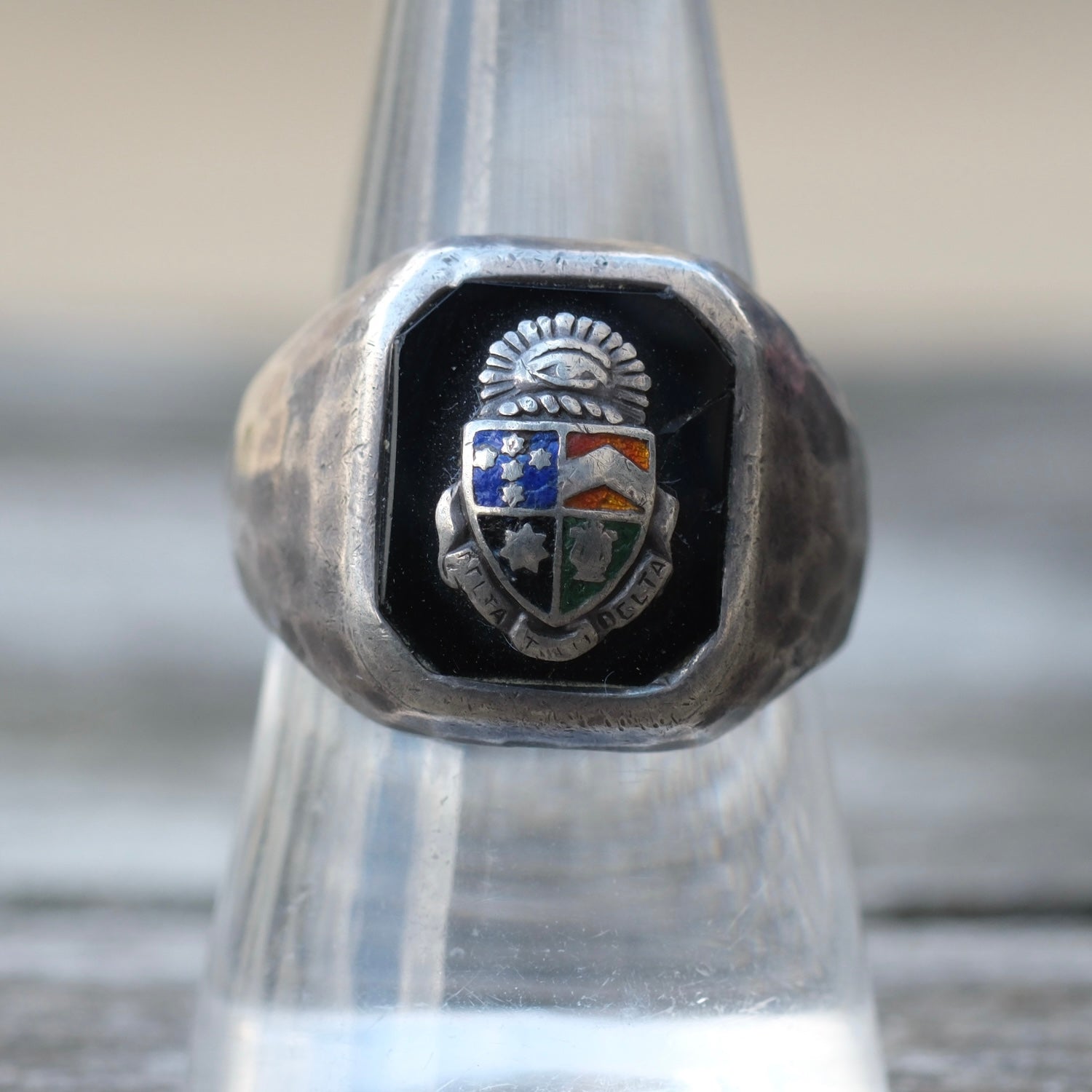 Vintage Sterling Crest Signet Ring 8.75