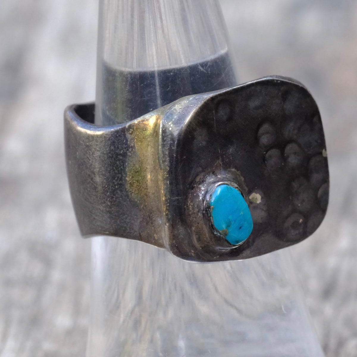 Vintage Sterling Turquoise Signet Ring 6
