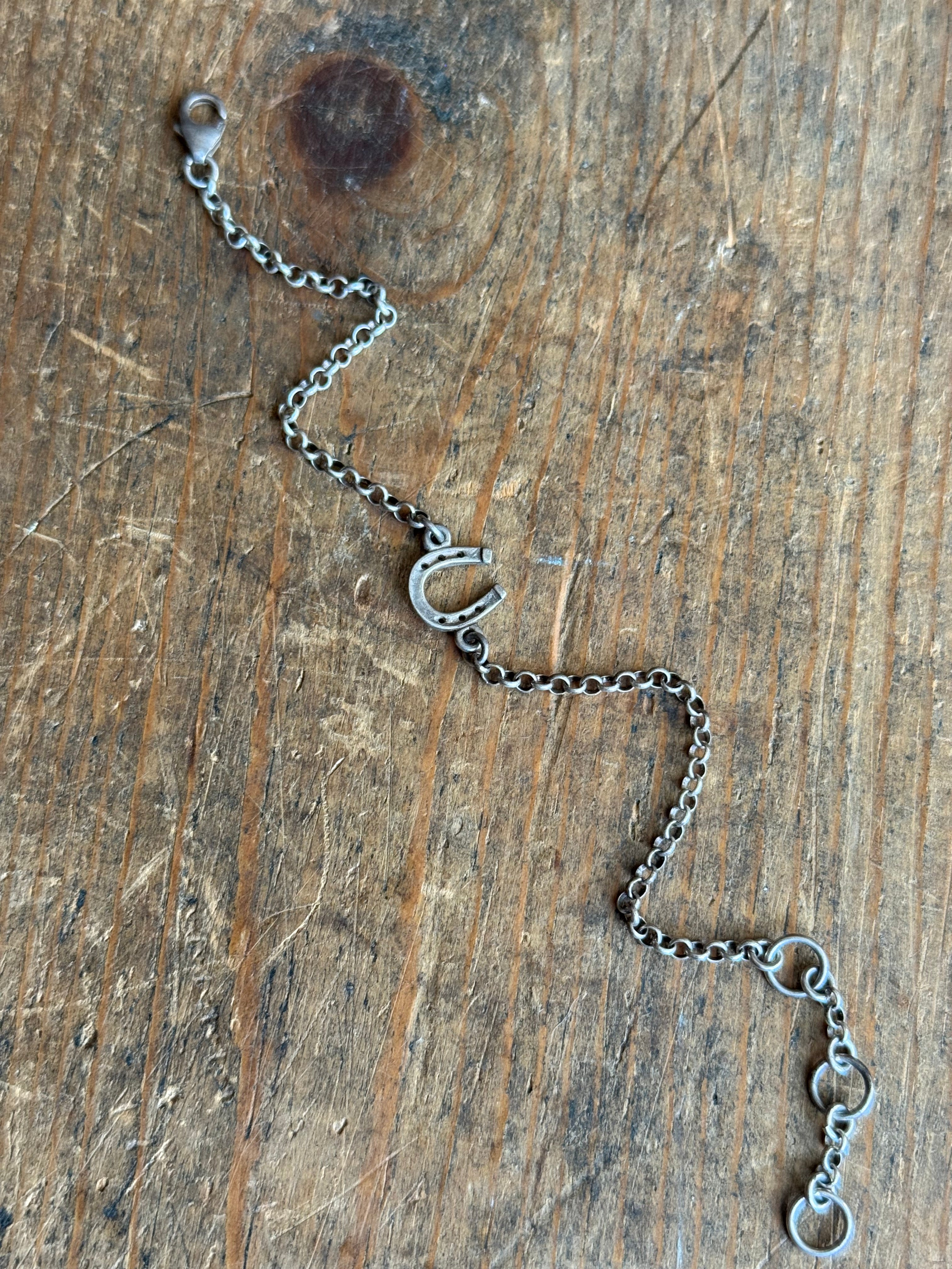 Vintage Sterling Silver 7.25” Horseshoe Rolo Chain Bracelet