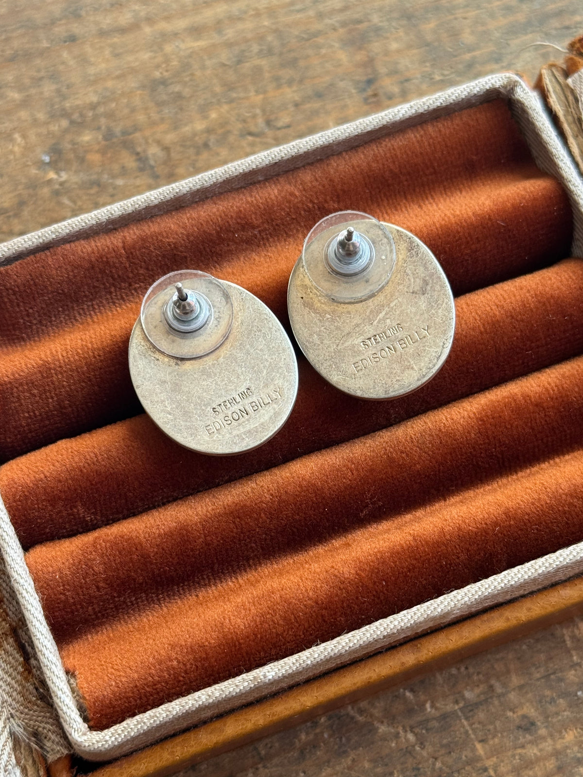 Vintage Sterling Silver Galaxy Opal Inlay Earrings