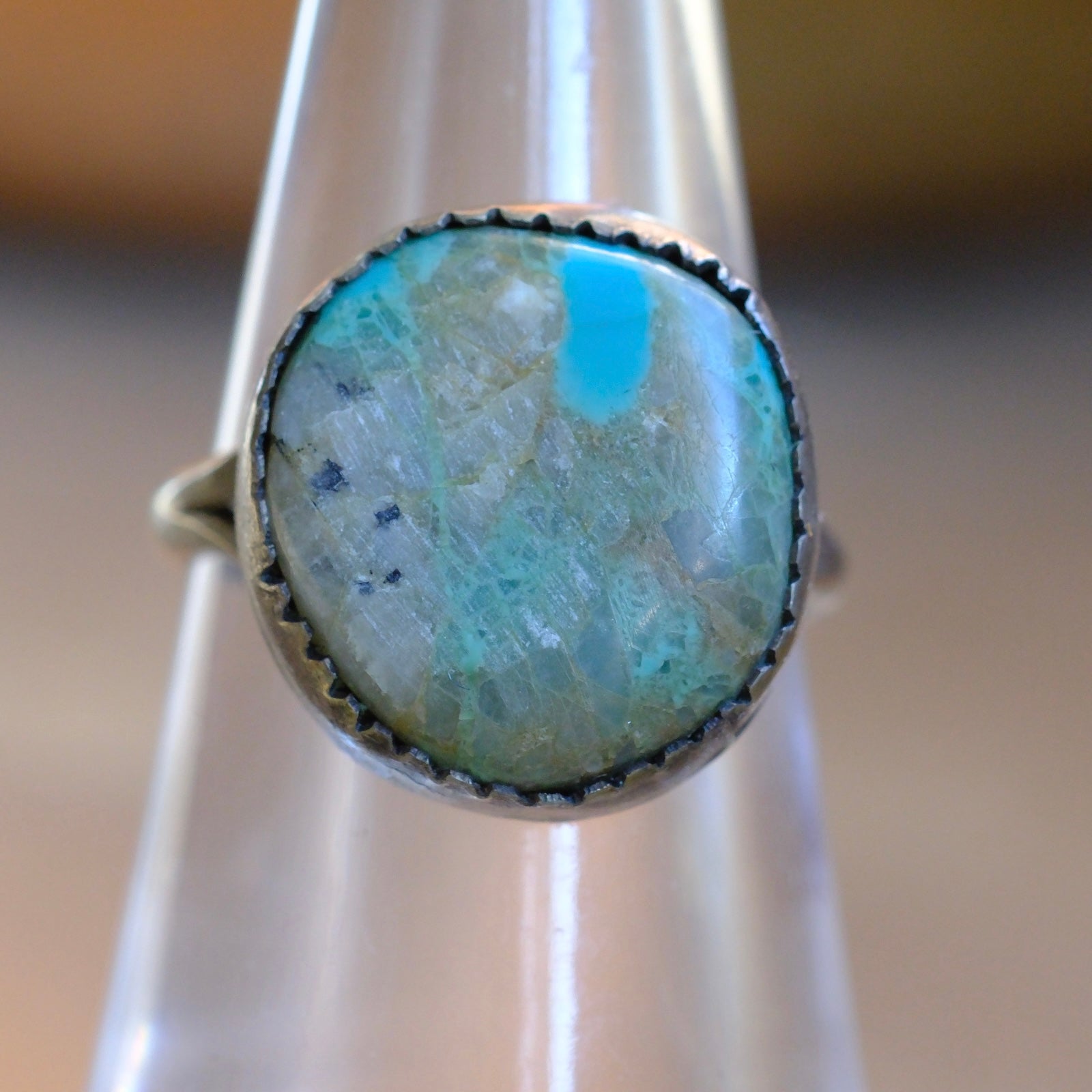 Vintage Sterling Turquoise Ring 6.75