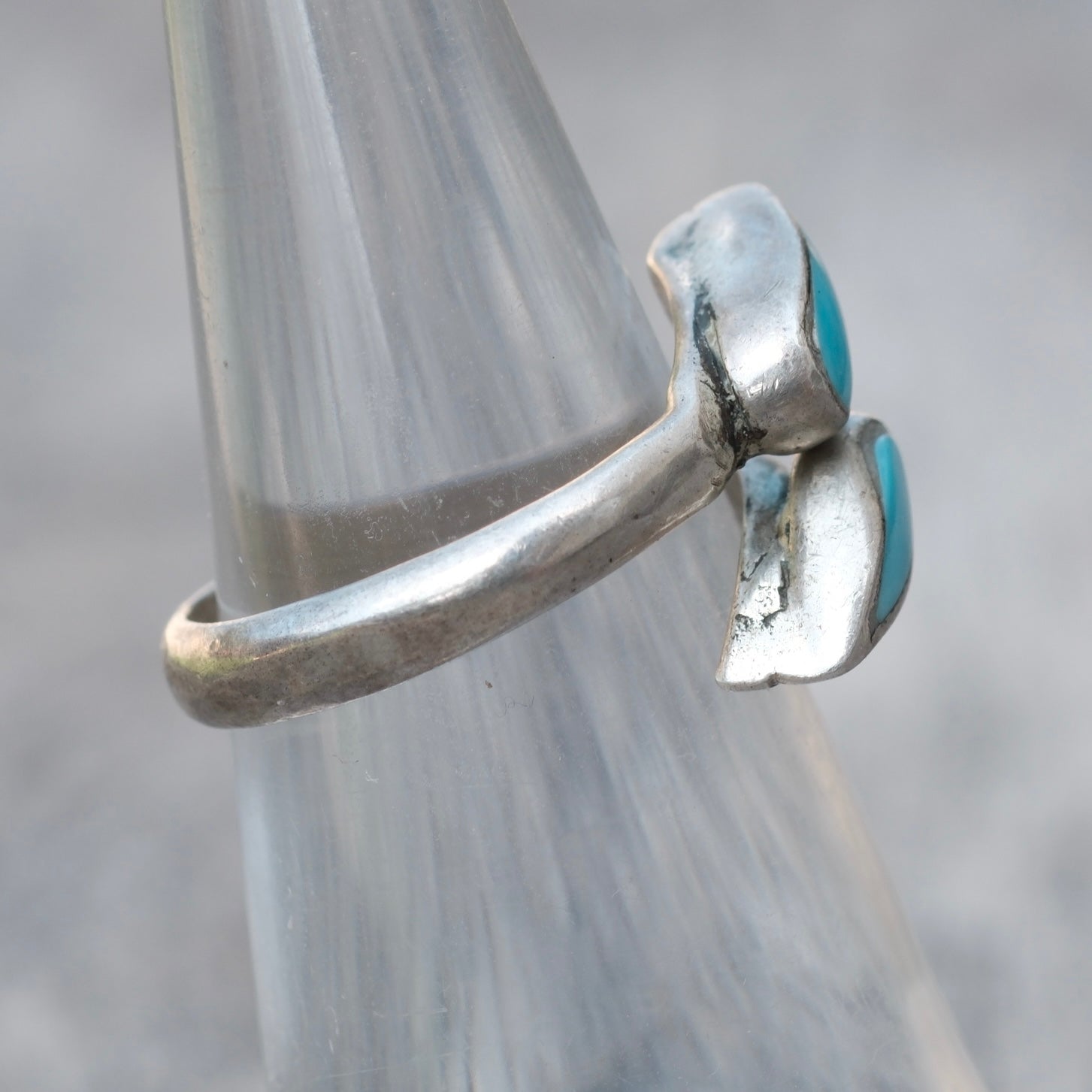 Vintage Sterling Turquoise Overpass Ring 5