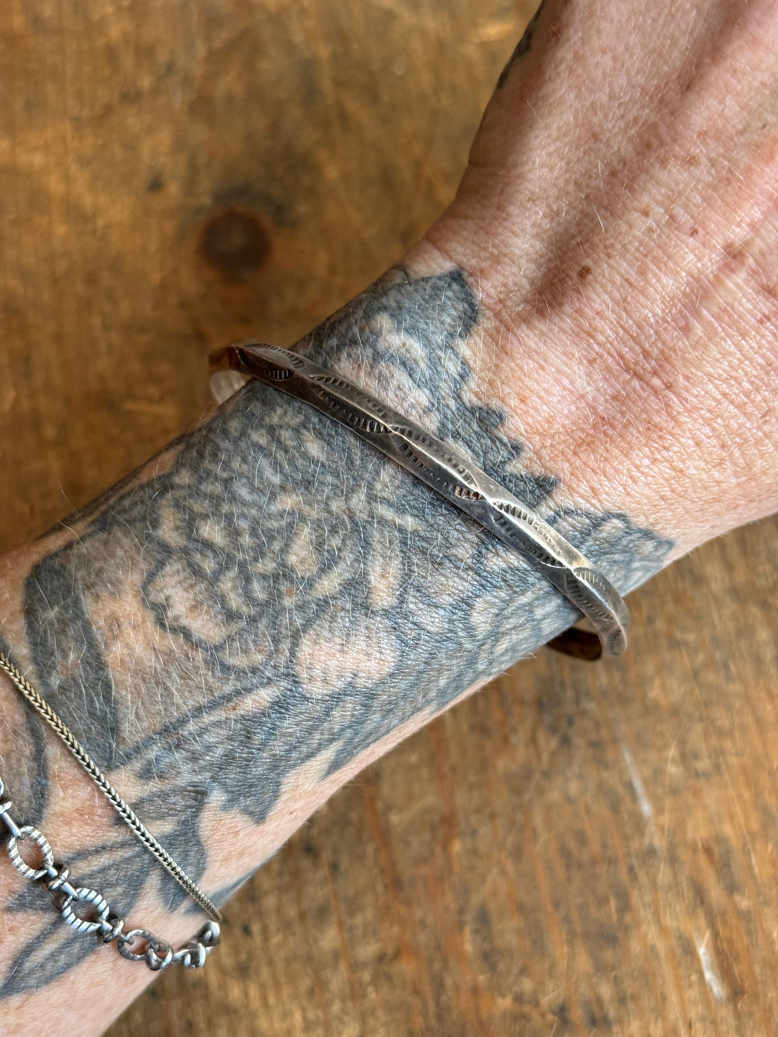 Vintage Sterling Silver Triangle Stamped Bangle