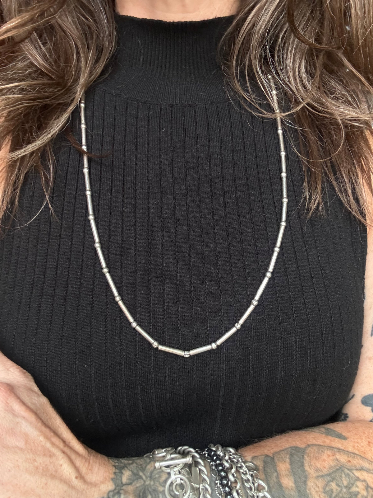 Vintage Sterling Silver Beaded Necklace
