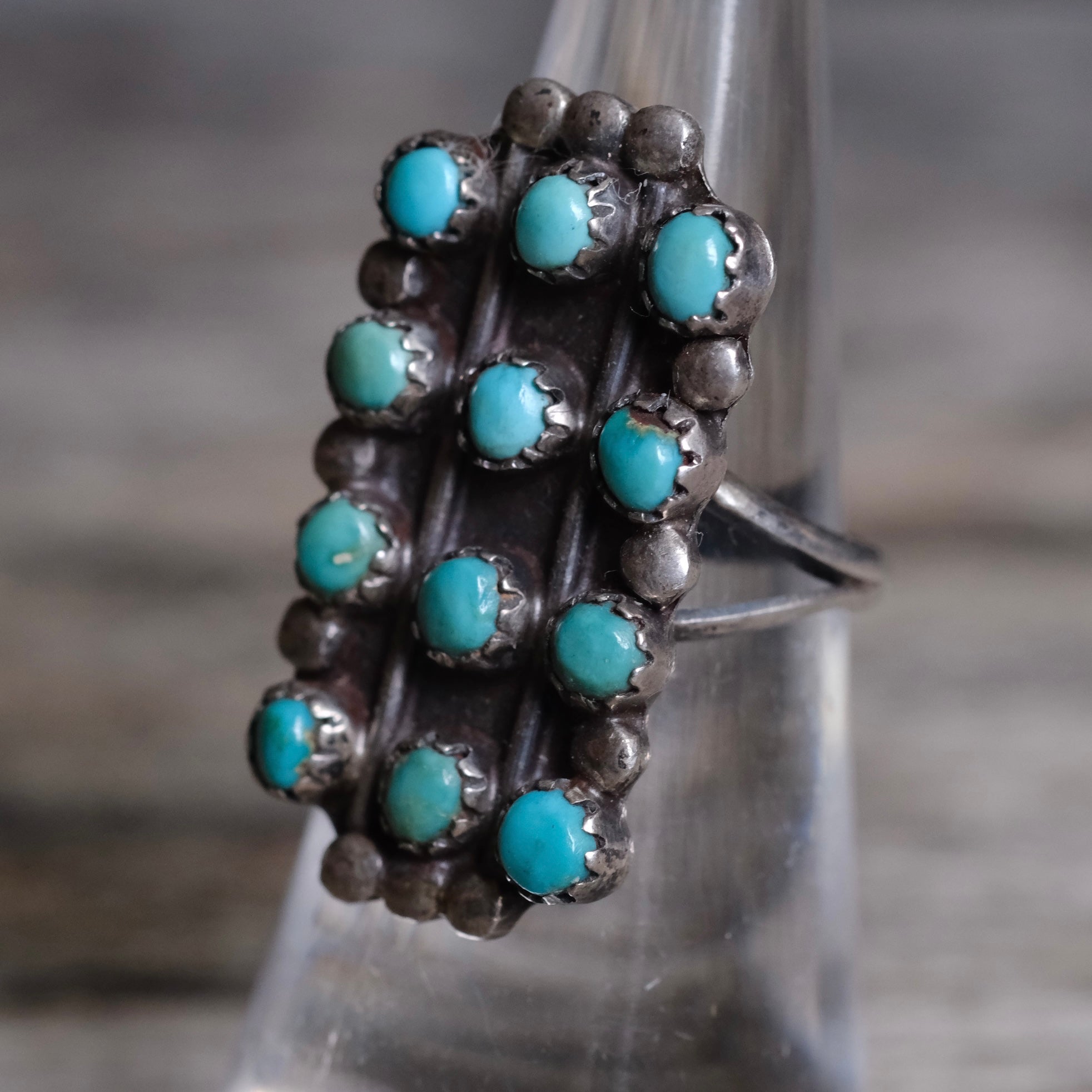 Vintage Sterling 12-Stone Turquoise Ring 6