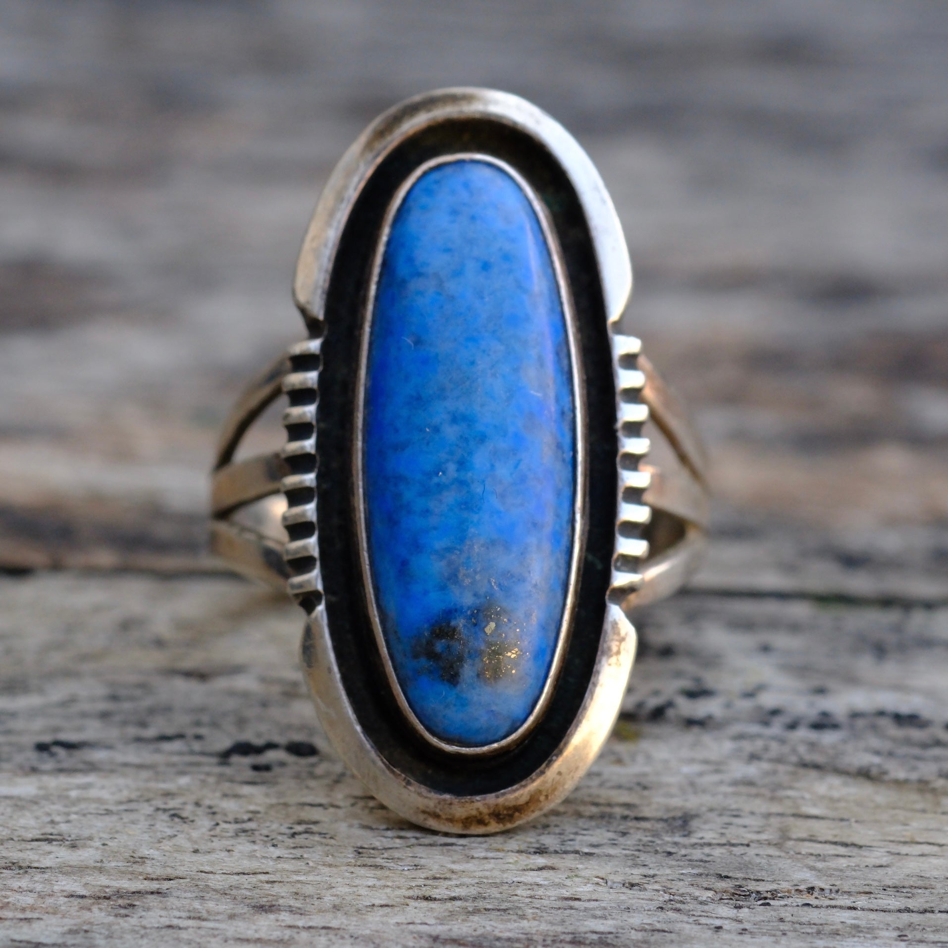 Vintage Sterling Lapis Ring 6.5