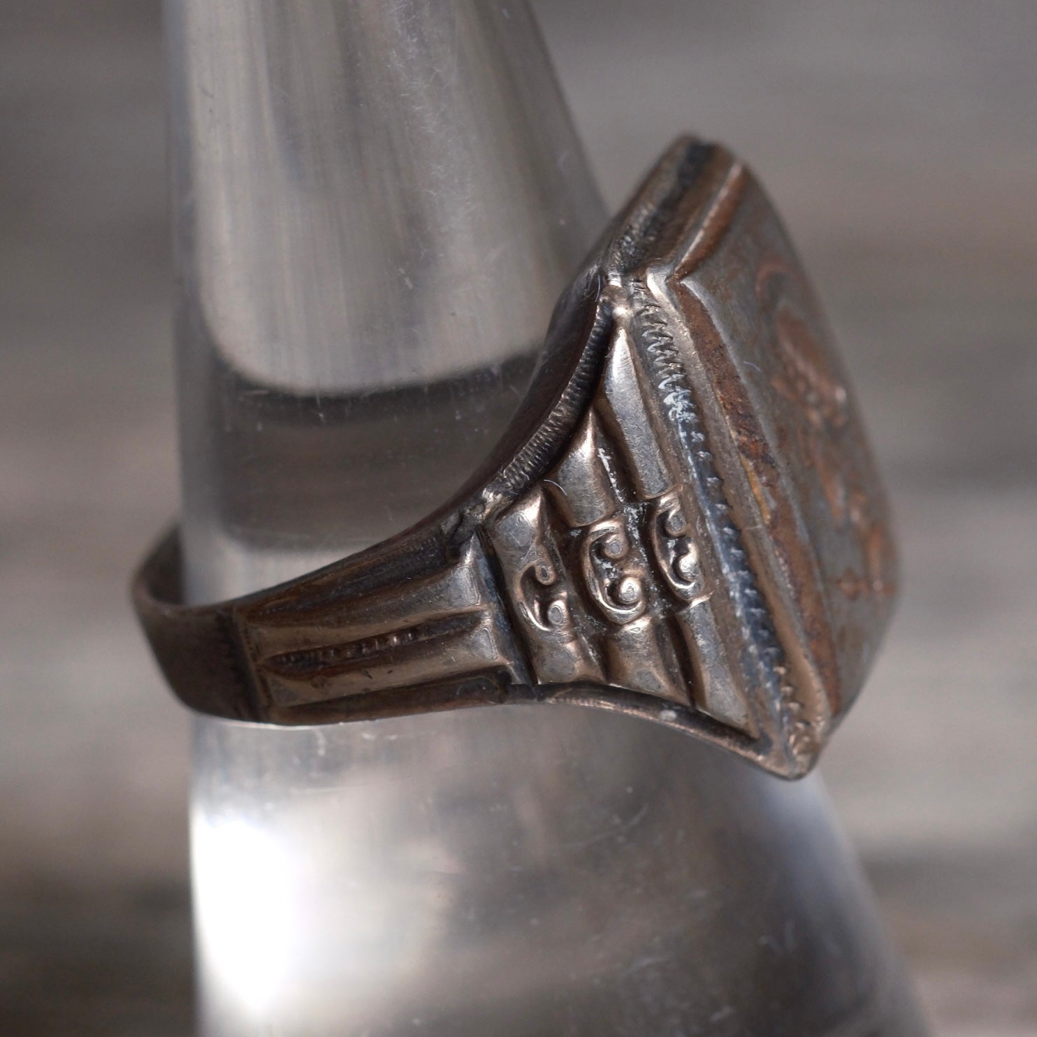 Vintage Sterling Centurion Signet Ring 7.75