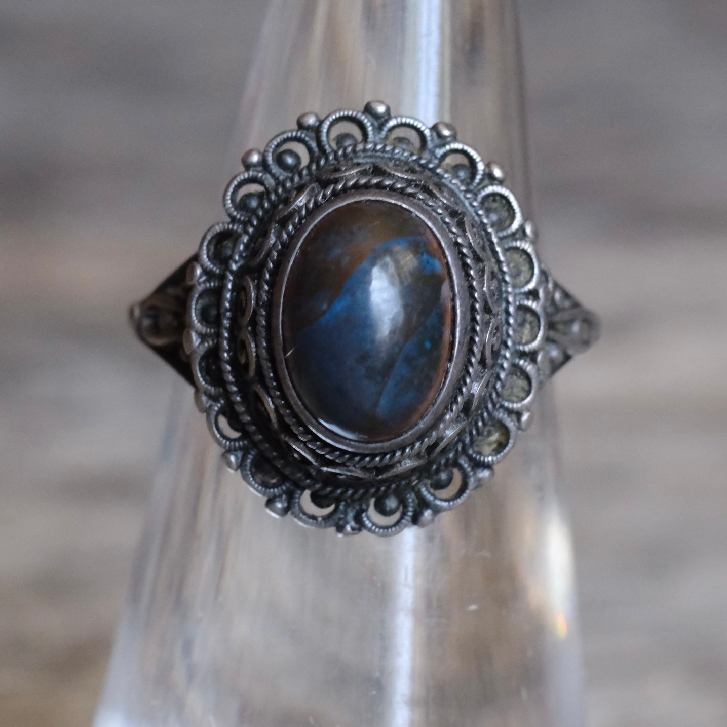 Vintage Sterling Jasper Ring 4.75