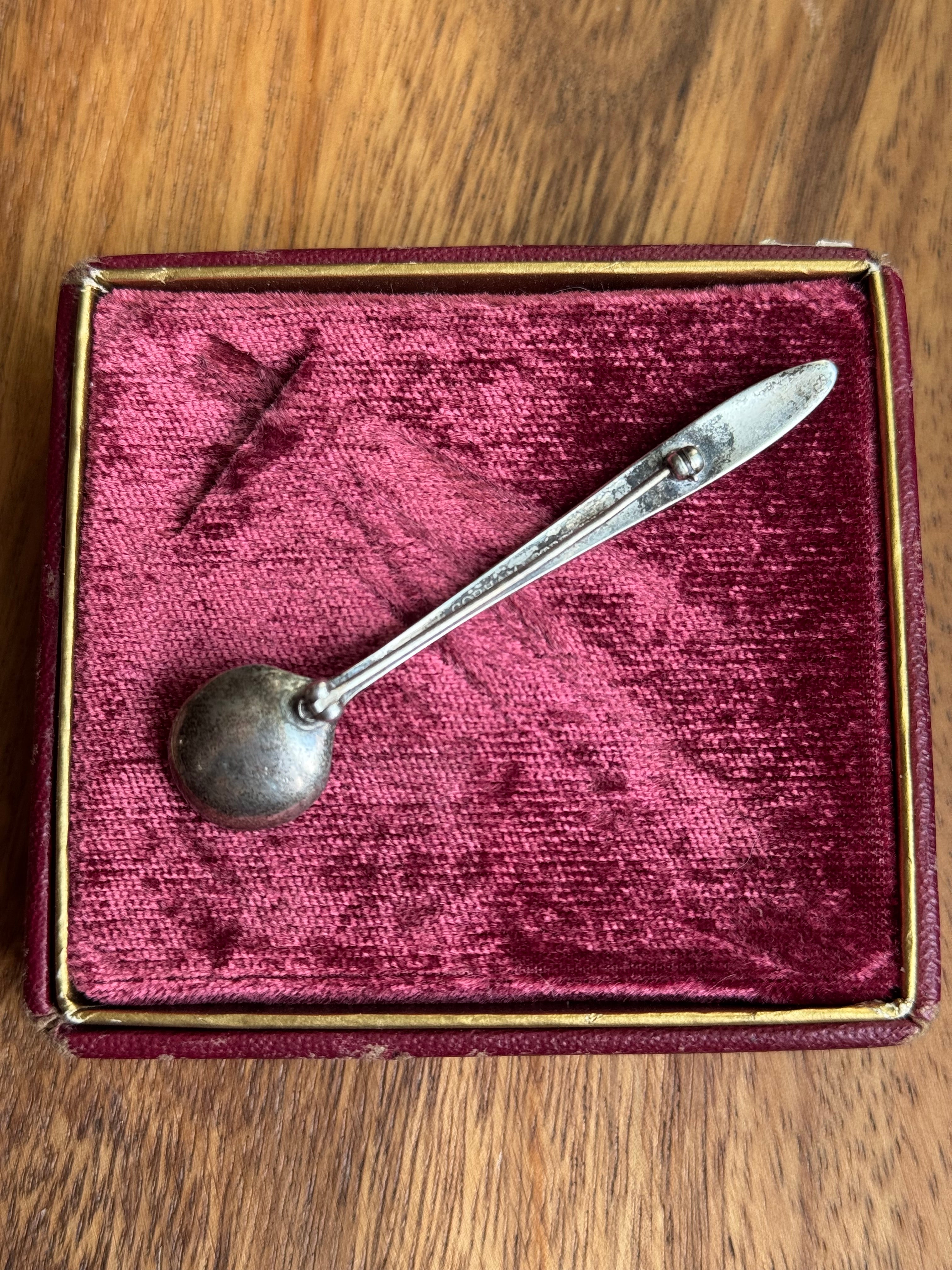 Vintage Sterling Silver Star Stamped Spoon Pin