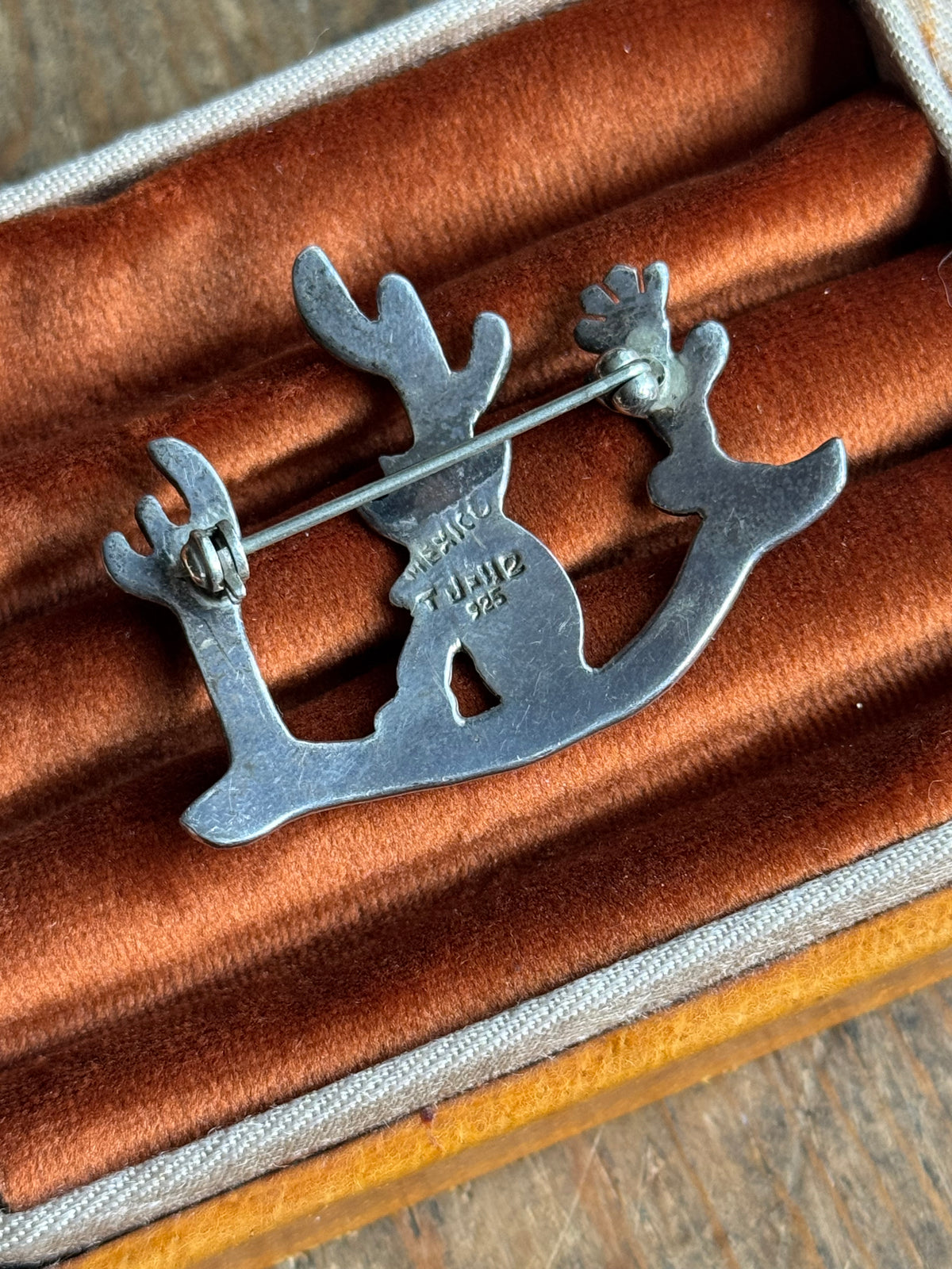 Vintage Sterling Silver Sleeping Man Cactus Pin